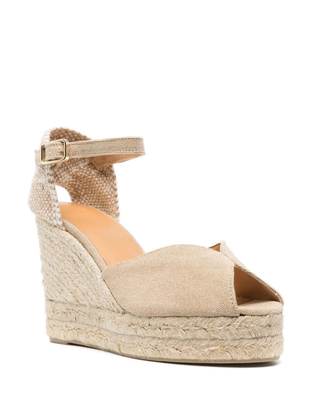 Castaã±er Bianca Raffia Wedge Espadrilles In Multi