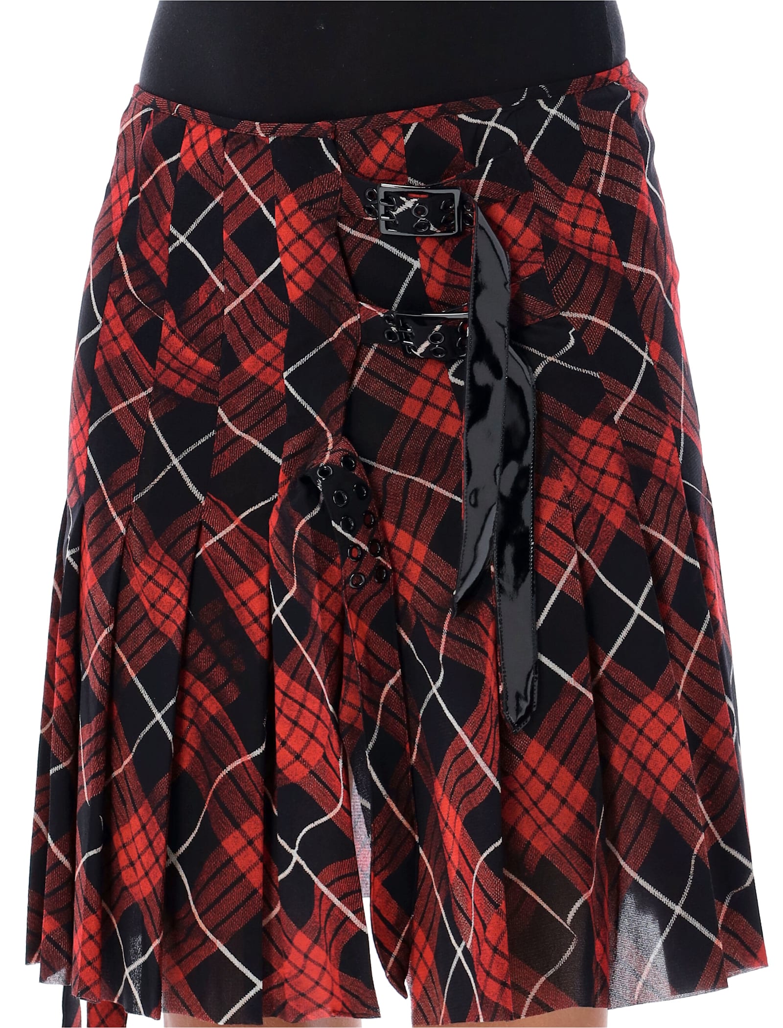 Shop Jean Paul Gaultier Tartan Skirt In Red Black