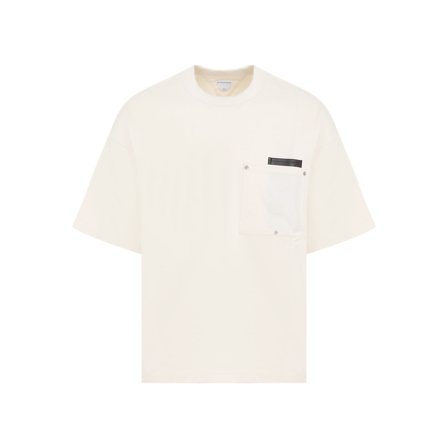 Shop Bottega Veneta Leather Pocket T-shirt In Soap