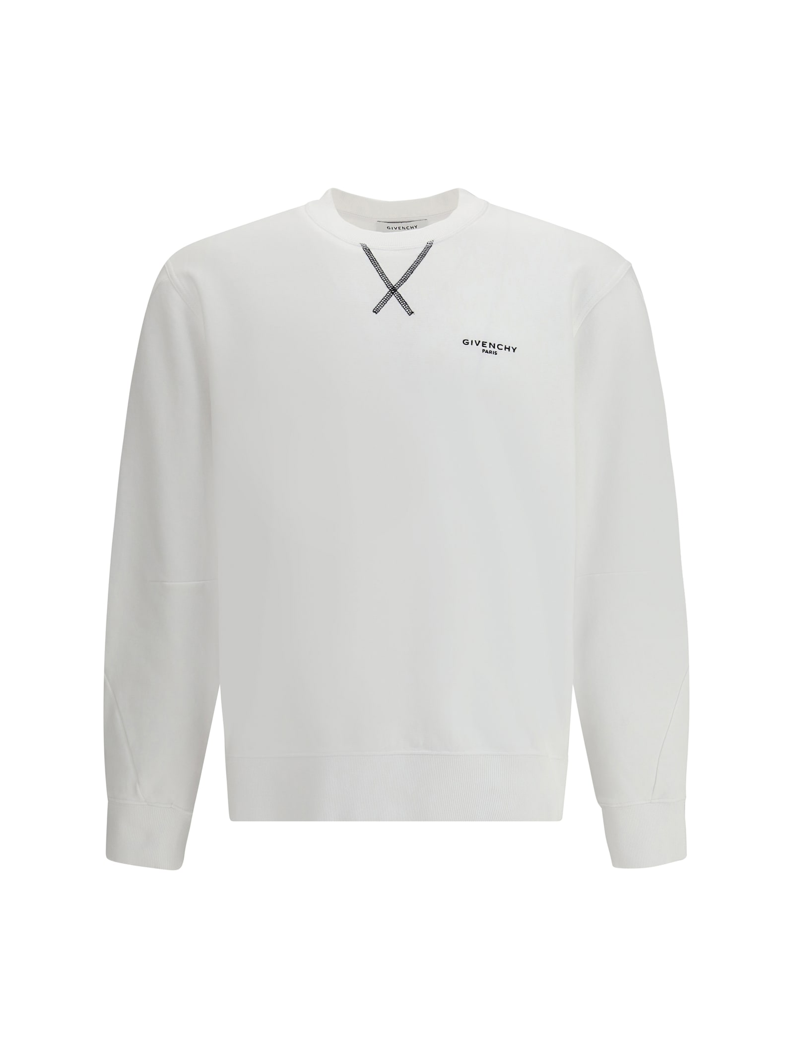 Givenchy White Couture Seam Sweatshirt With Embroidered Logo Men In White