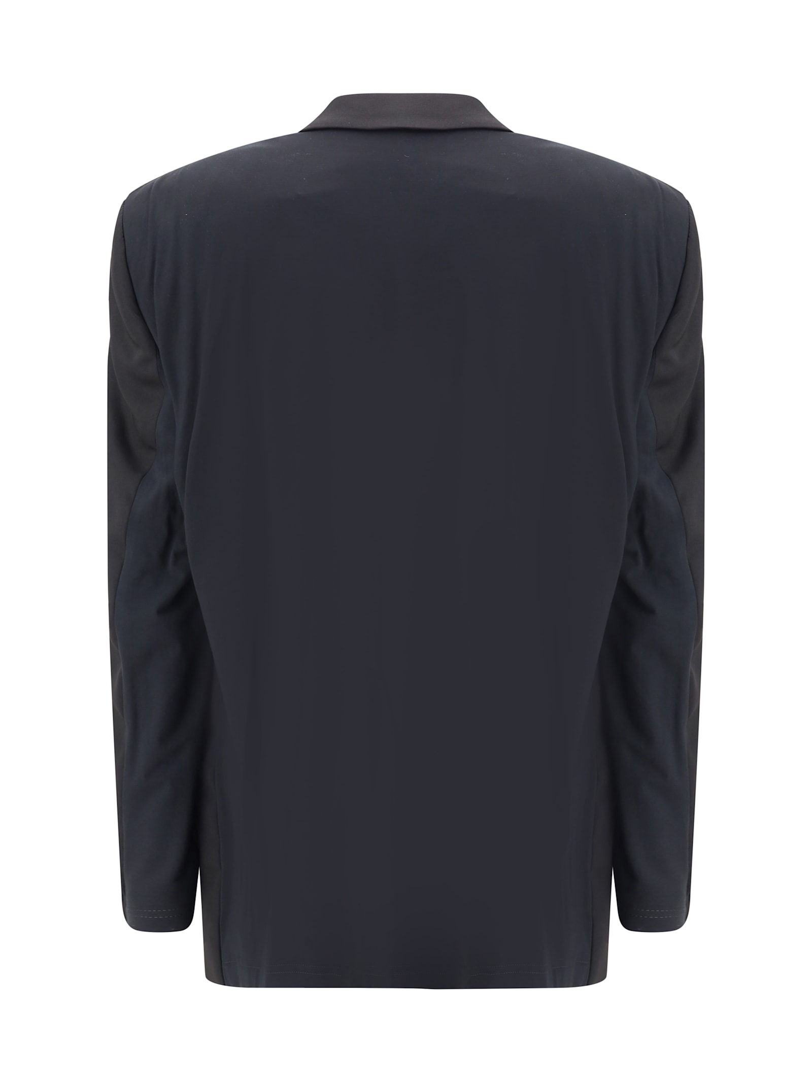 Balenciaga Men Tailored Jacket In Twill And Jersey In Black