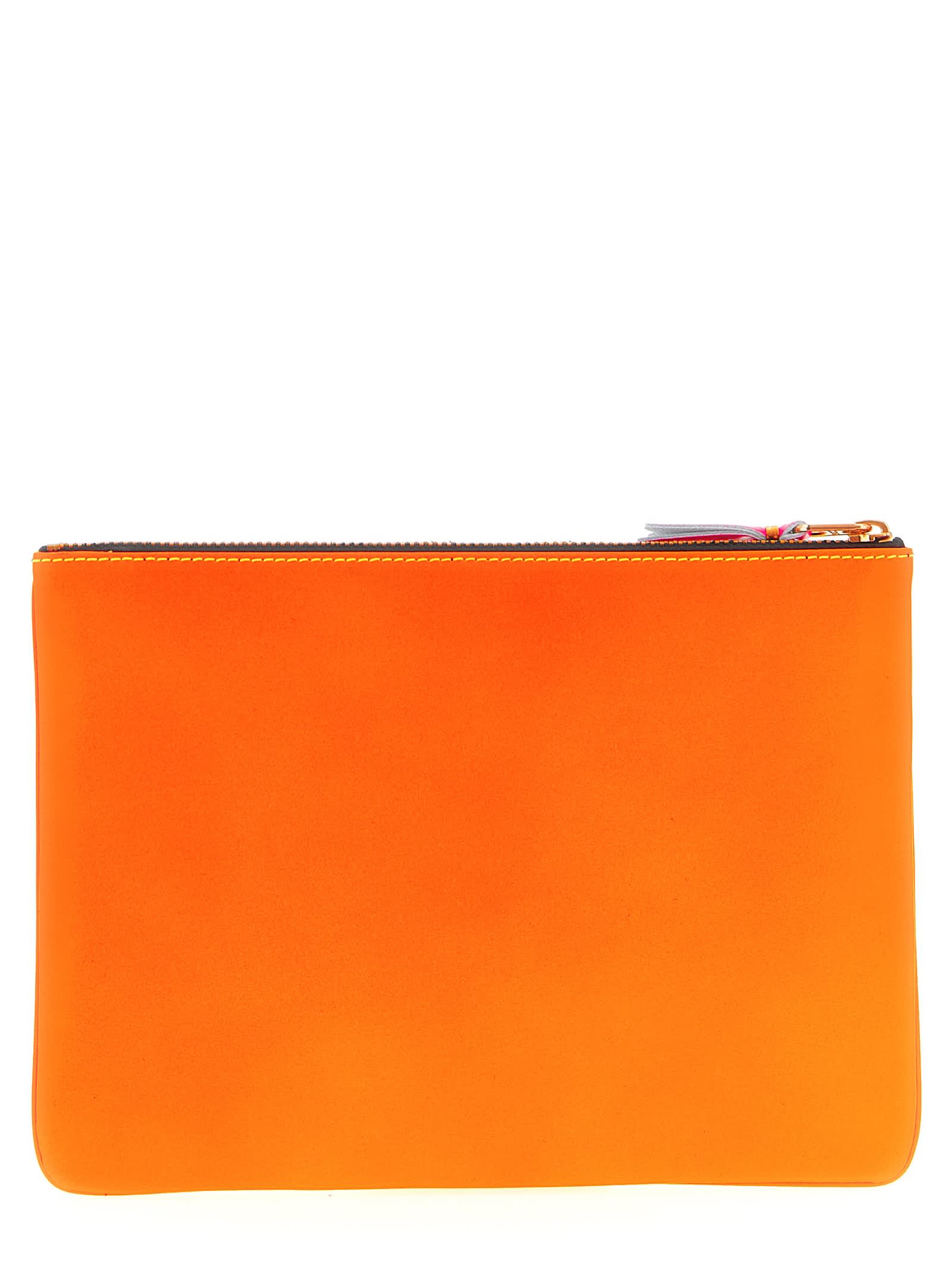 Comme Des Garçons Portafoglio In Pelle Di Capra Giallo Arancio Super Fluo Compatto In Green