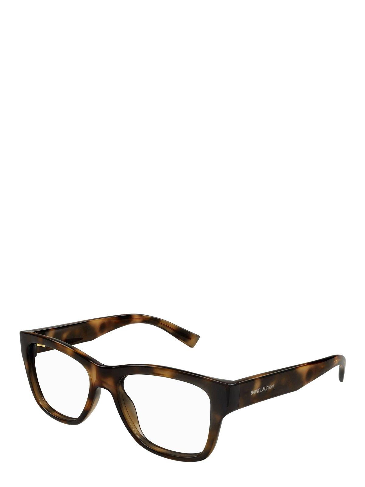 Shop Saint Laurent Square Frame Glasses In 003 Havana Havana Transpa