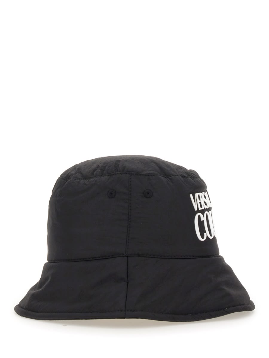 Shop Versace Jeans Couture Bucket Hat With Logo In Black