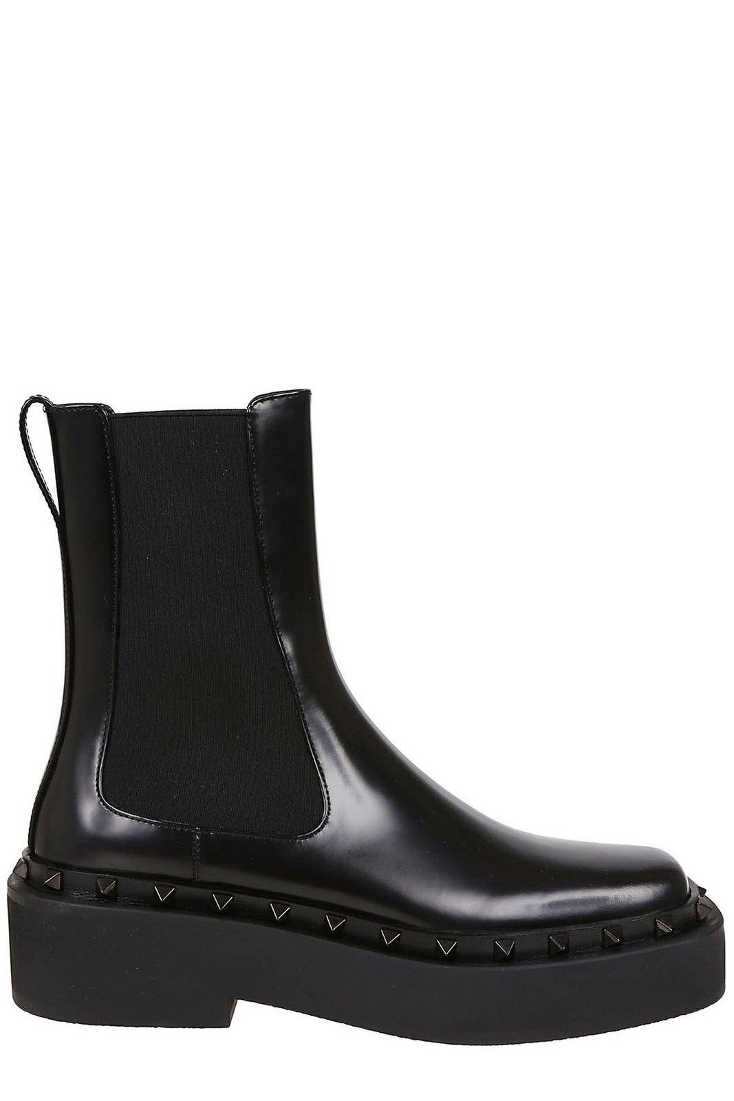 Shop Valentino Garavani M-way Rockstud Beatle Boots In Black