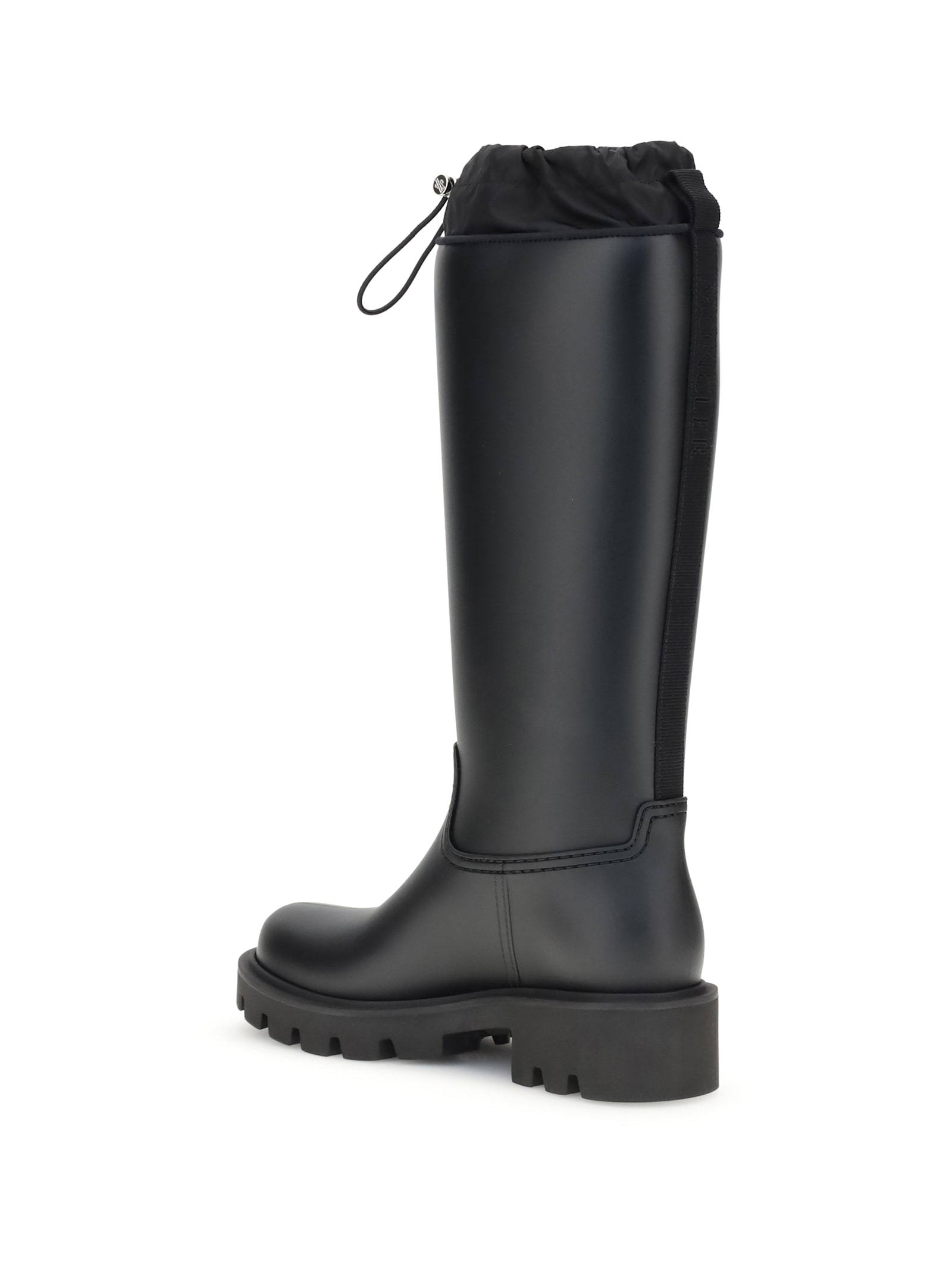 Moncler Rubber Kickstream Boots With Drawstring In Black