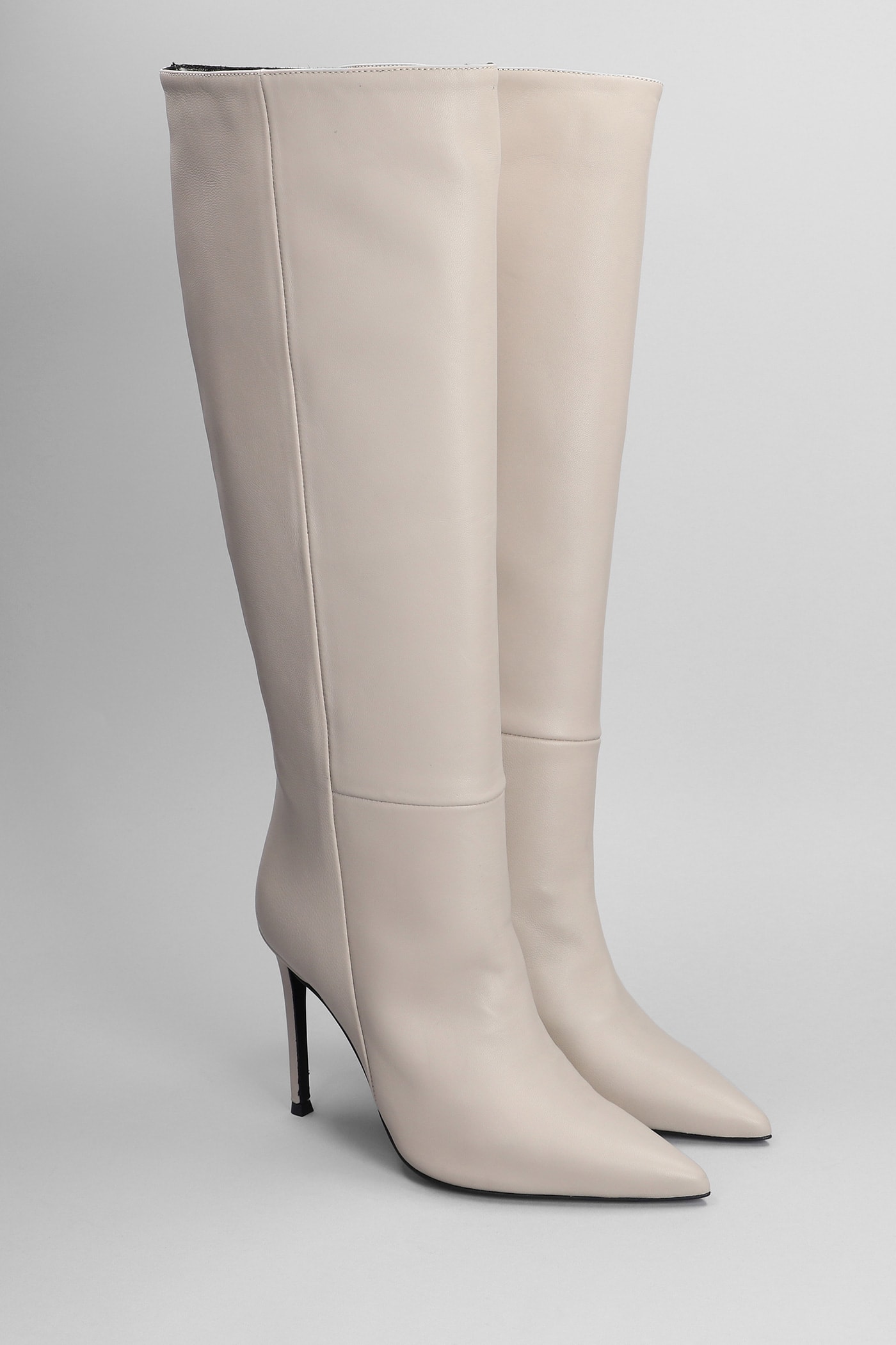 Shop Marc Ellis High Heels Boots In Grey Leather