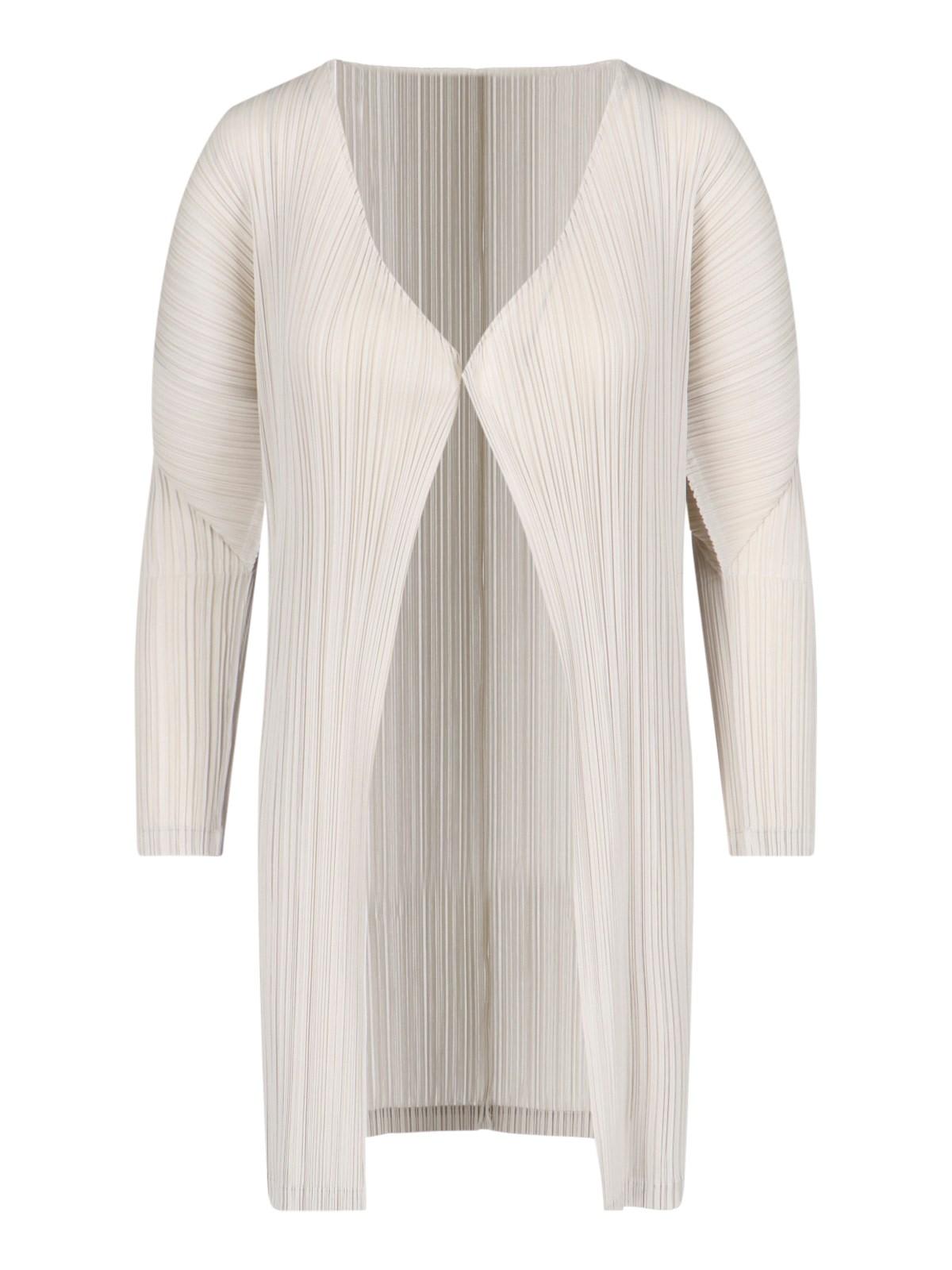 Issey Miyake Pleated Cardigan In Ivory