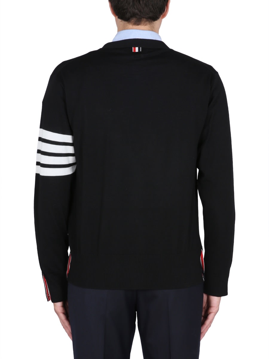 Shop Thom Browne 4bar Stripe Cardigan In Black