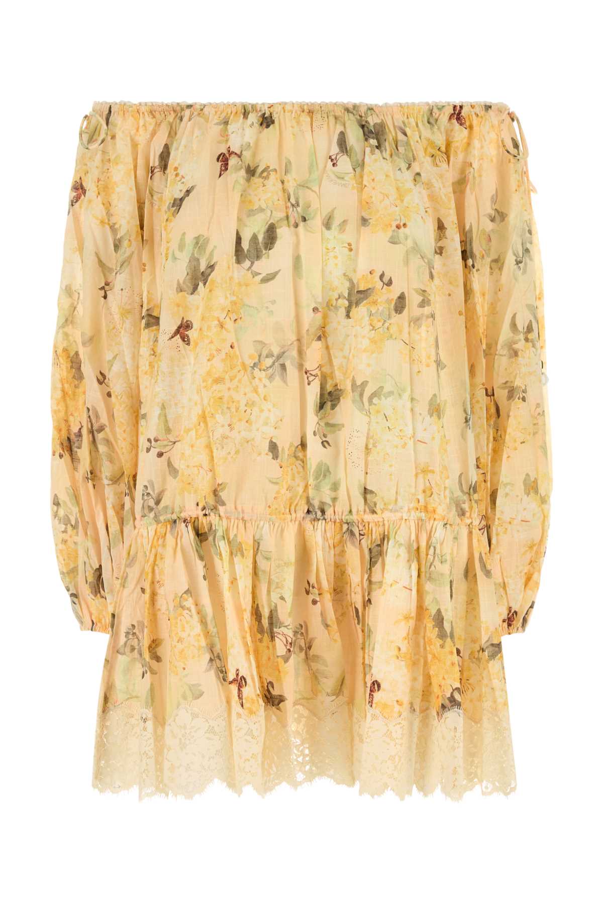 Printed Cotton Cascadian Off-the-shoulder Dress