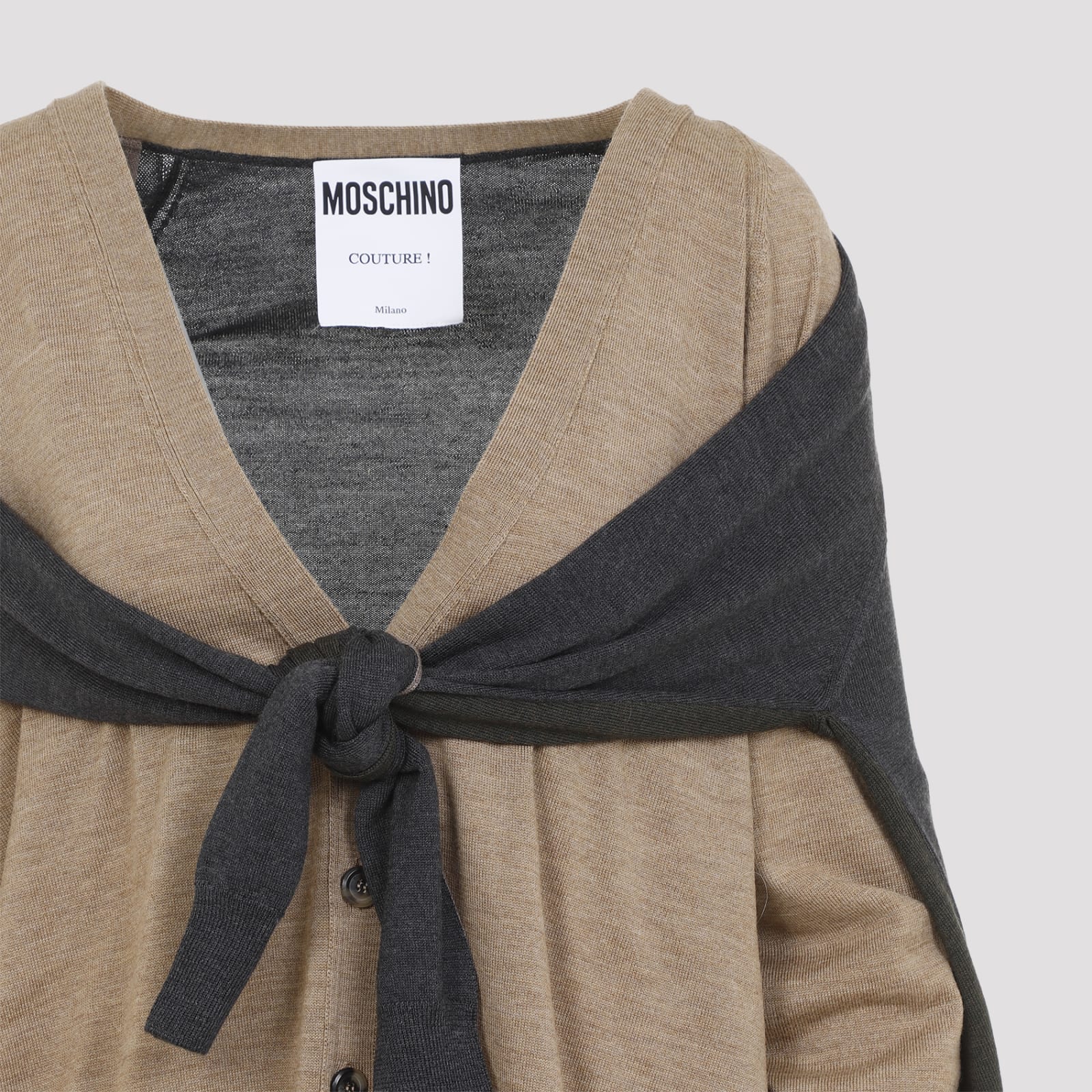 Shop Moschino Cardigan In Beige