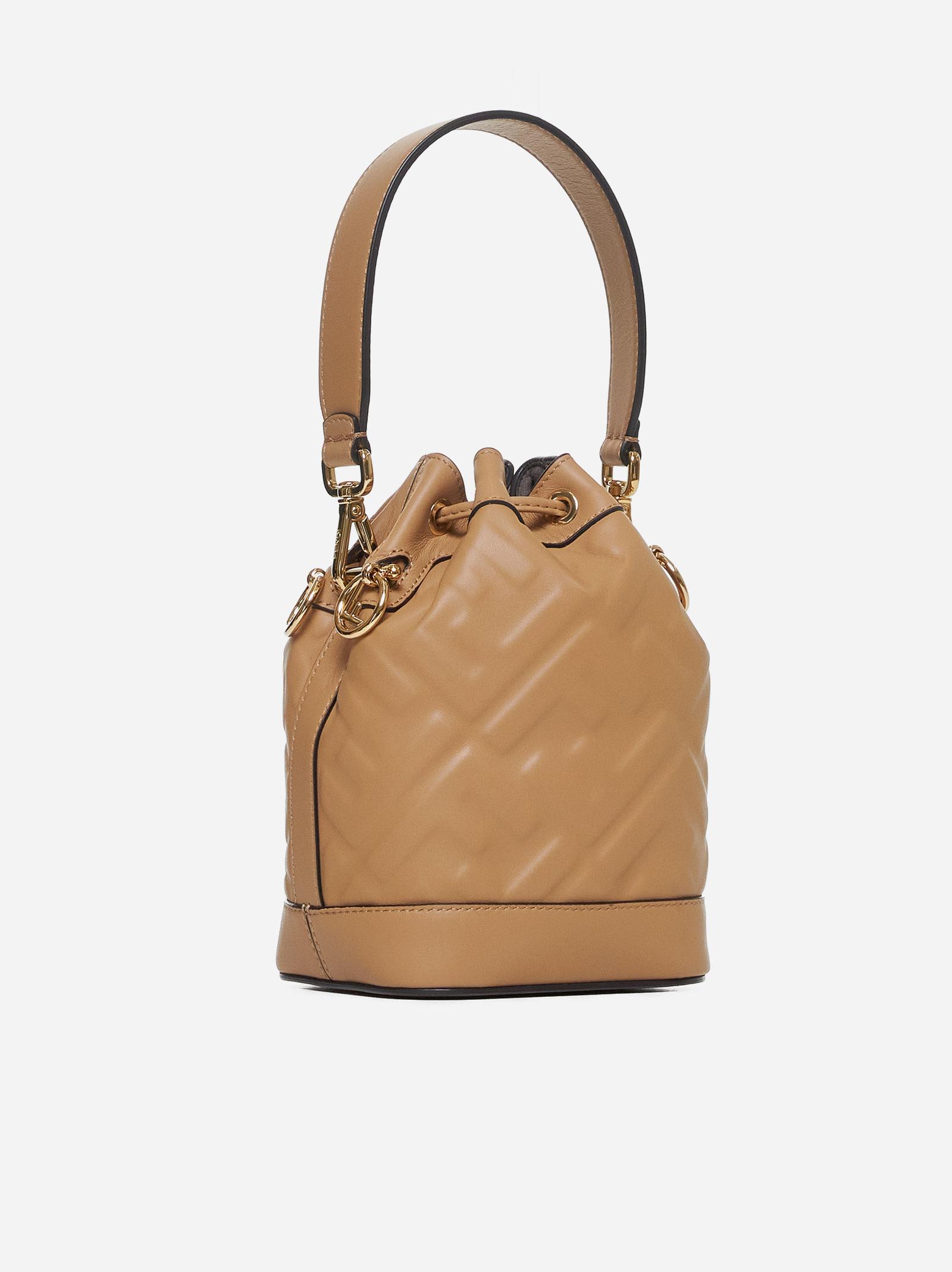 Shop Fendi Mon Tresor Ff Leather Mini Bag In Beige