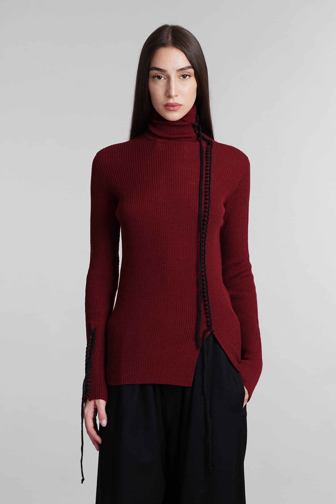 Knitwear In Bordeaux Wool