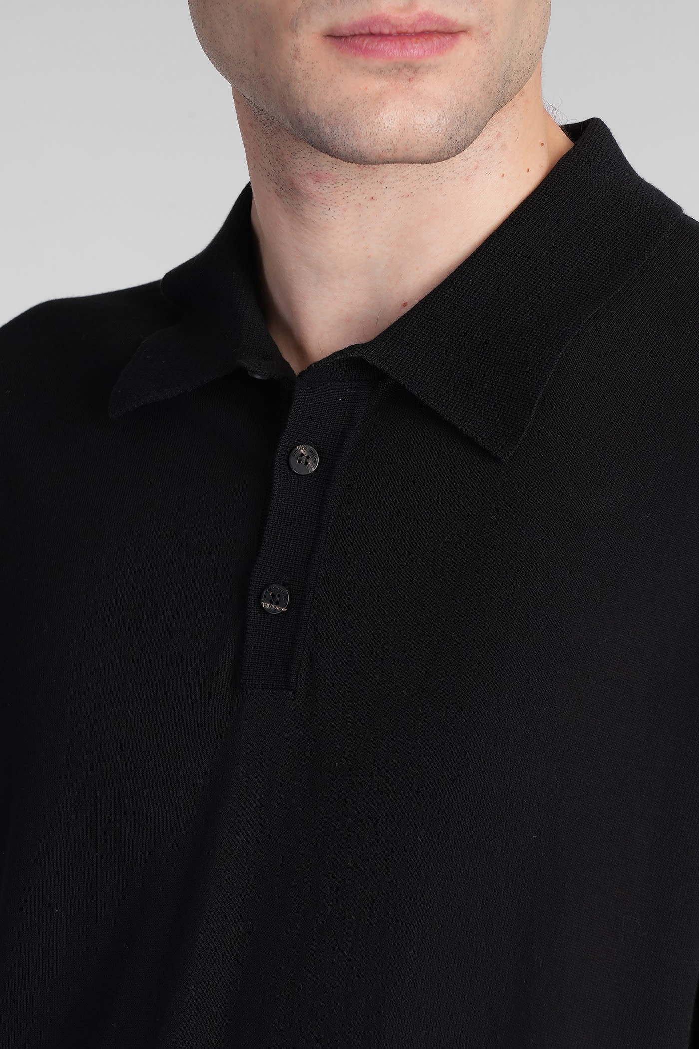 Roberto Collina Polo In Black Cotton In Black