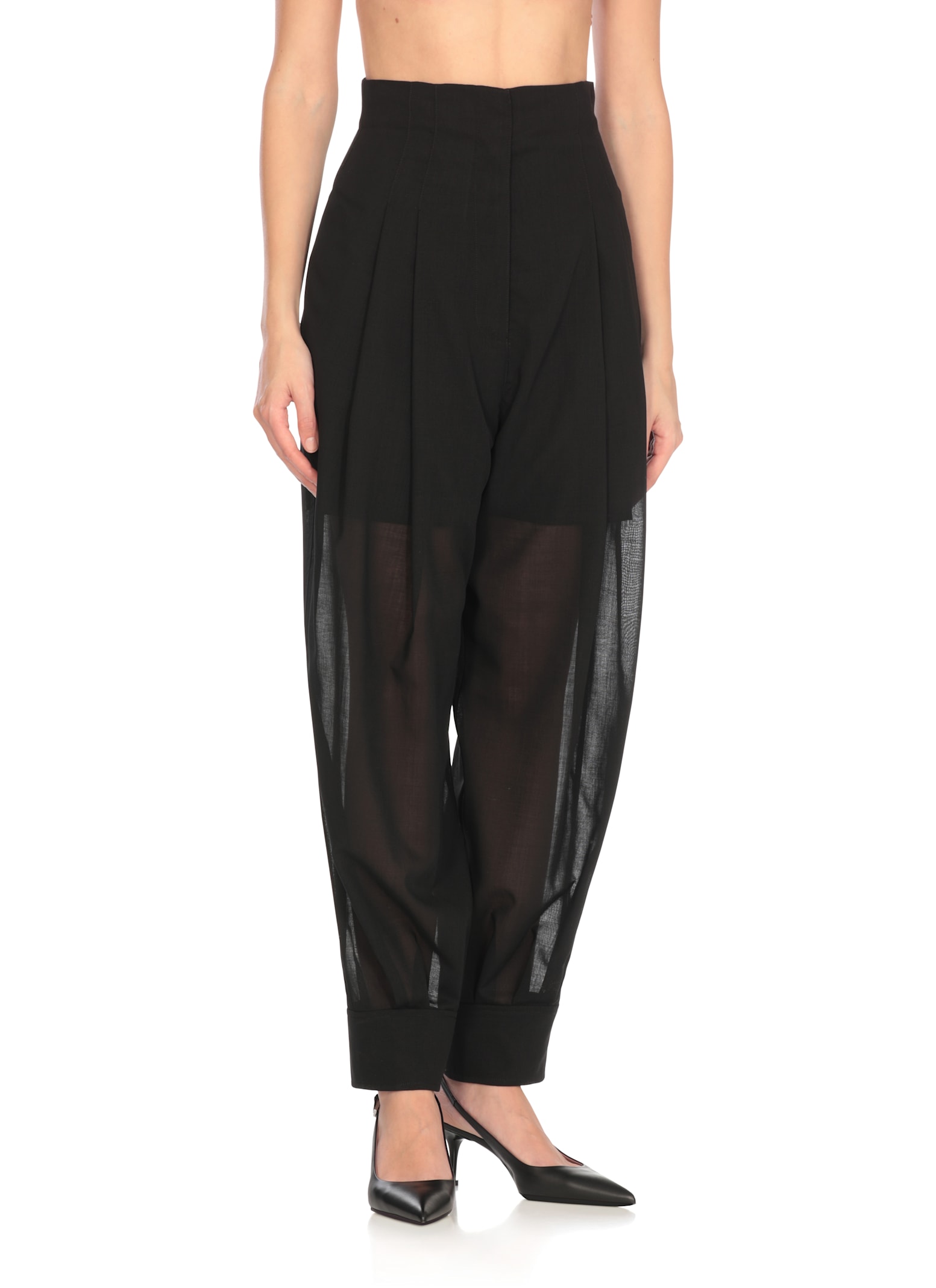 Philosophy Di Lorenzo Serafini High Waist Wool Pants With Sheer Panels