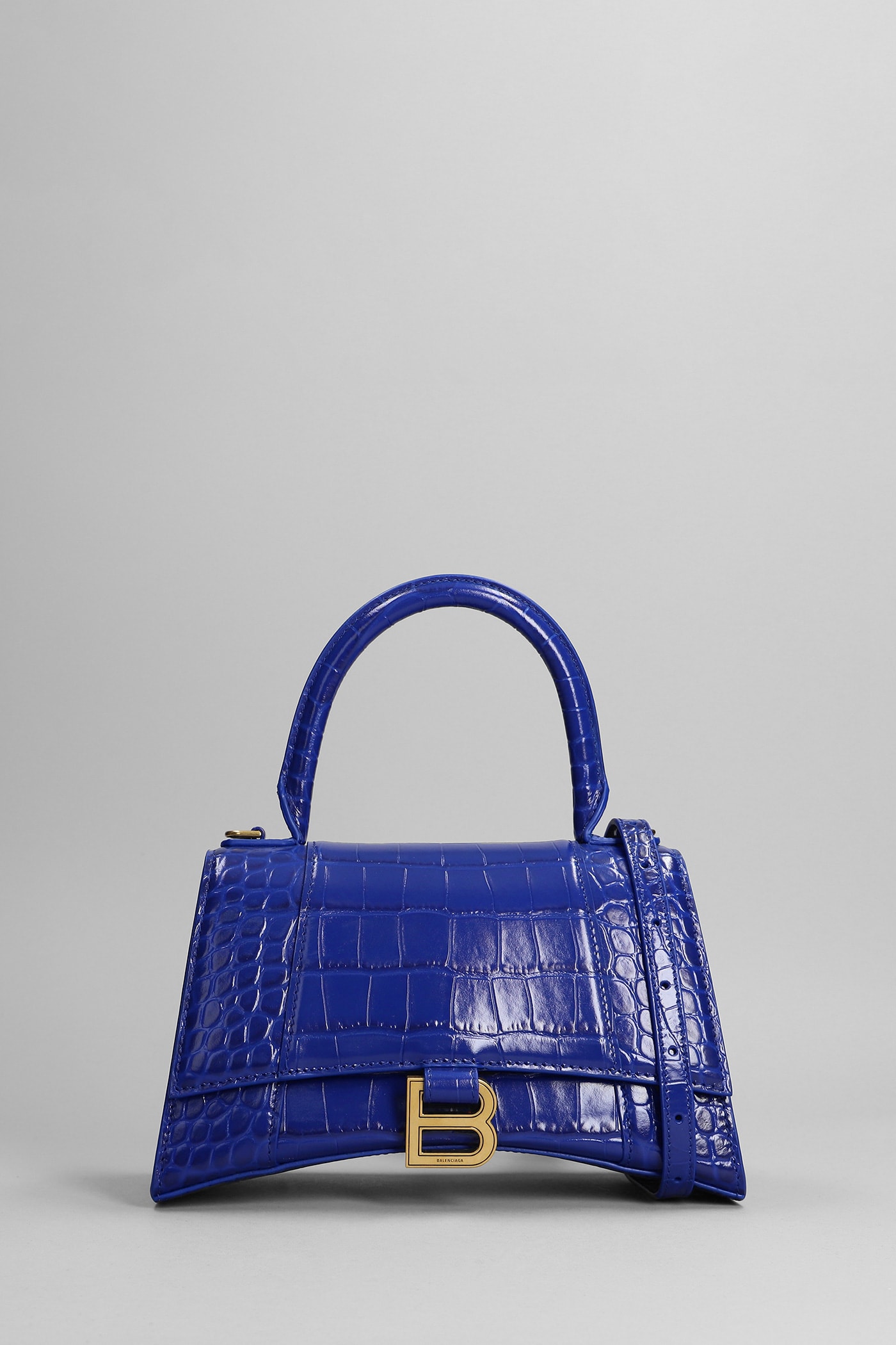 Balenciaga Hourglass Shoulder Bag In Blue Leather