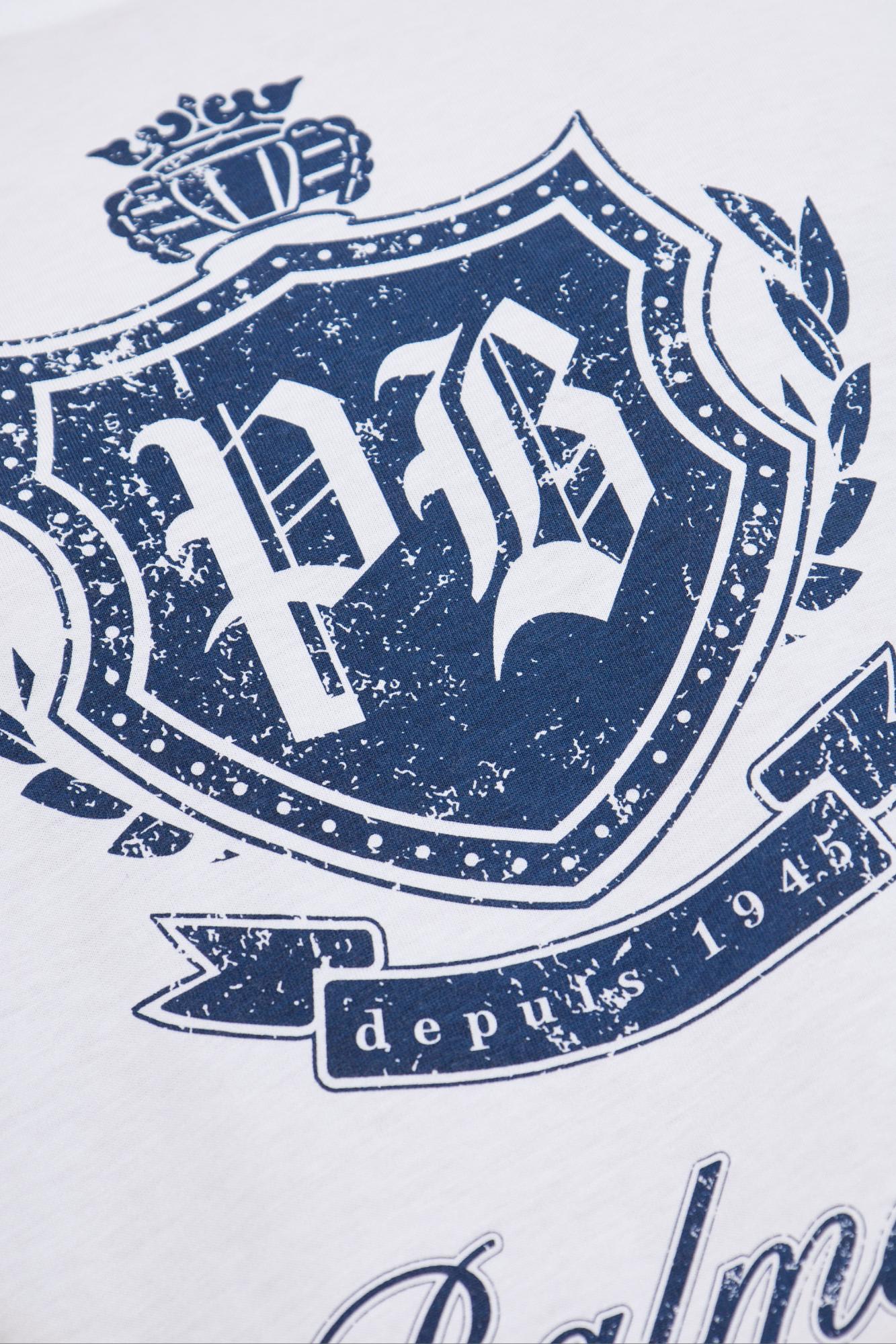 Balmain Short-sleeved T-shirt With College Emblem Print In White