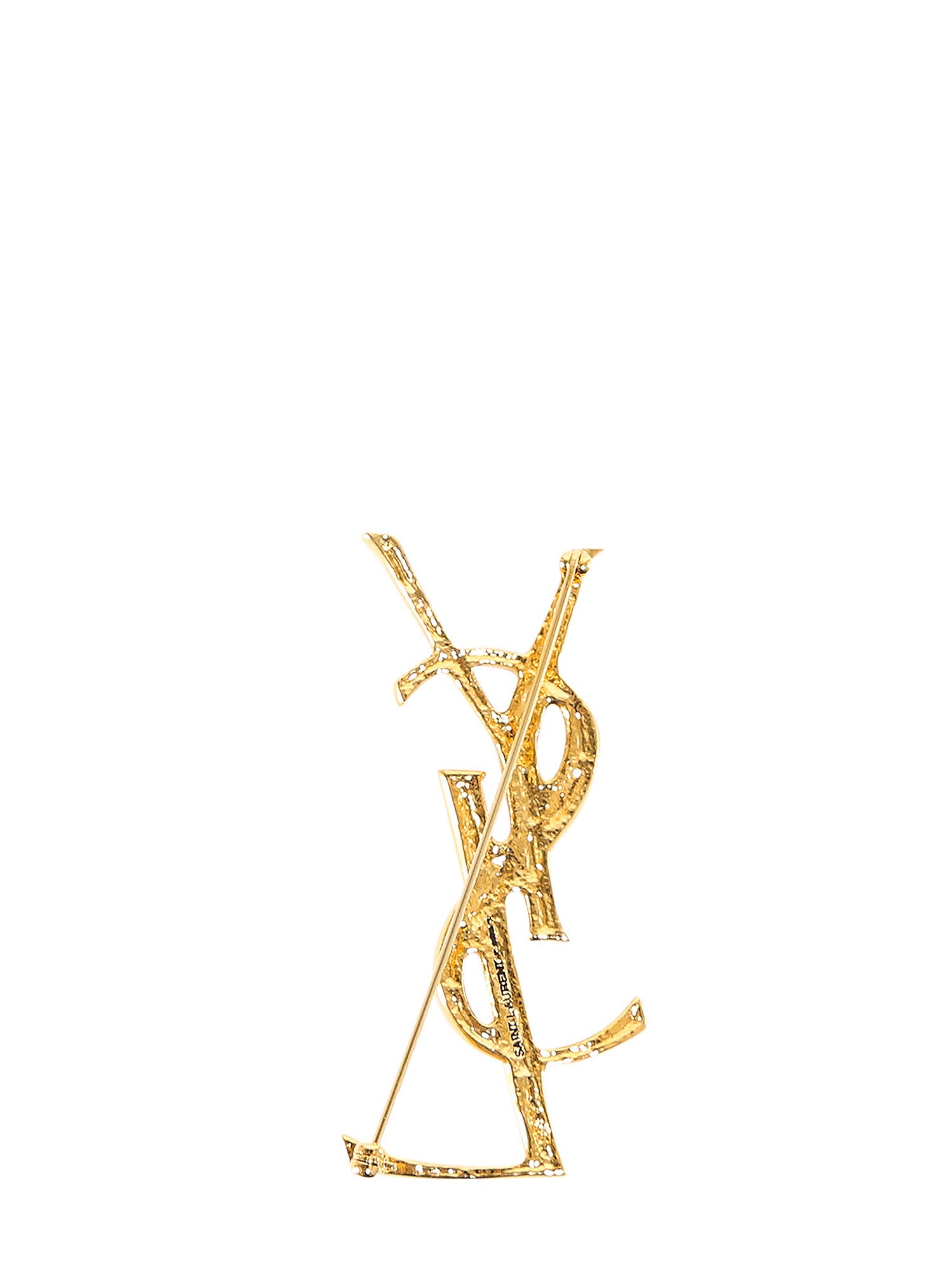 Shop Saint Laurent Brooche In Golden