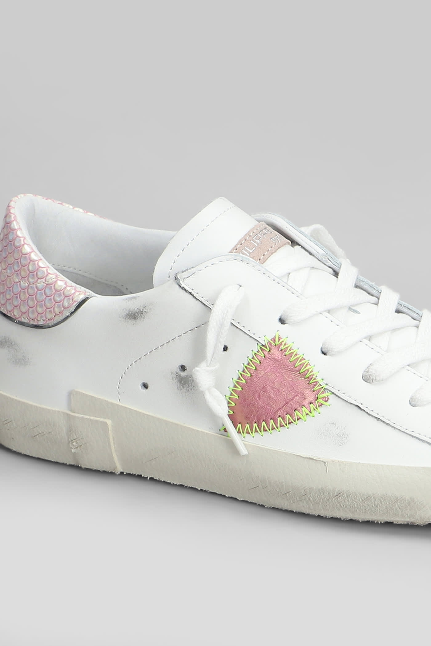 Philippe Model Prsx Low Sneakers In White Leather