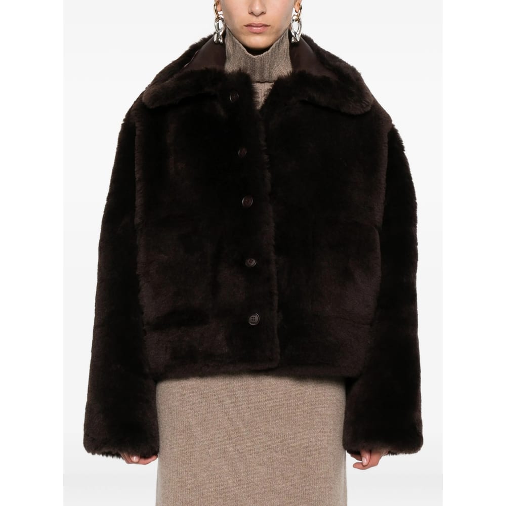 David Koma Fur-trimmed Leather Jacket In Brown