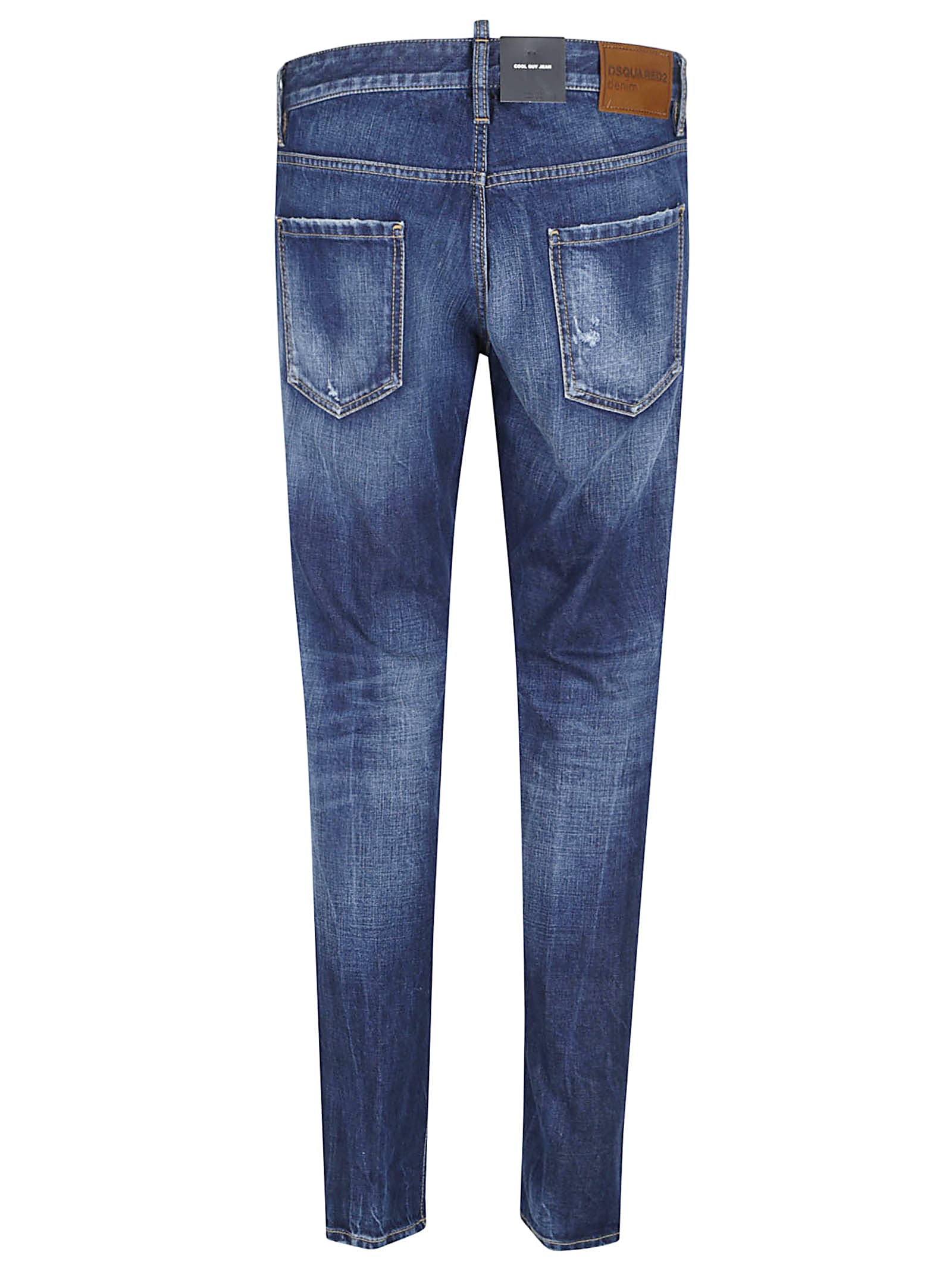 Dsquared2 Denim Trousers Faded Contrast Stitching In Blue