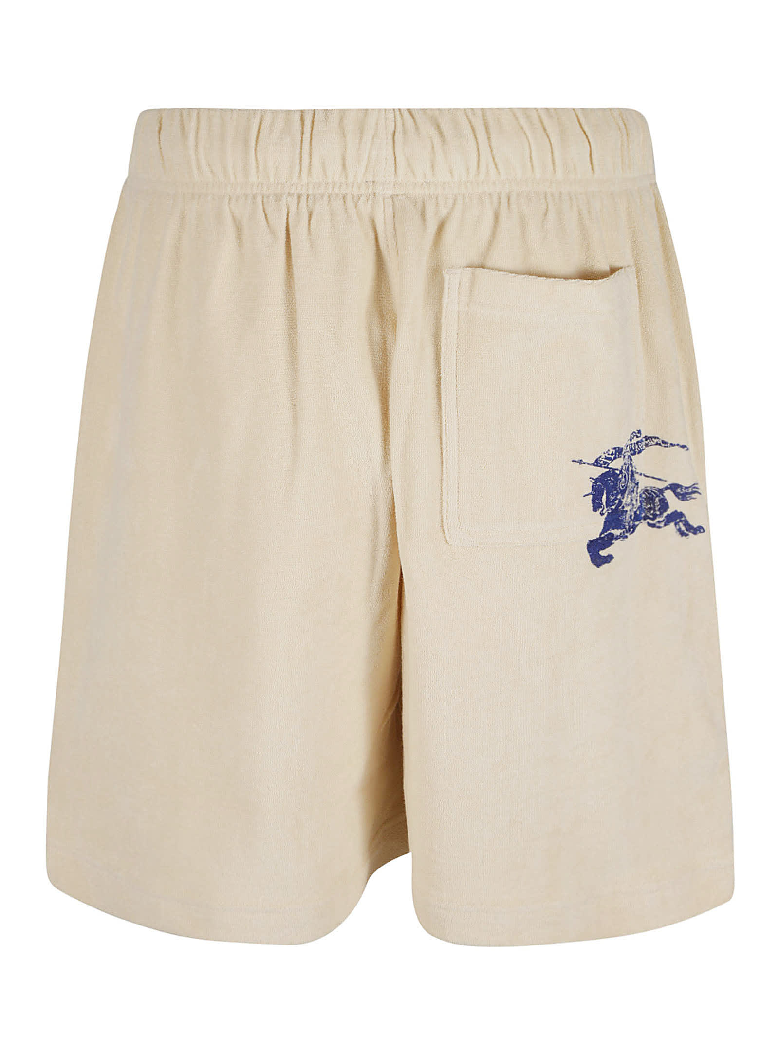 Shop Burberry Drawstring Waist Signature Logo Embroidered Shorts In Calico