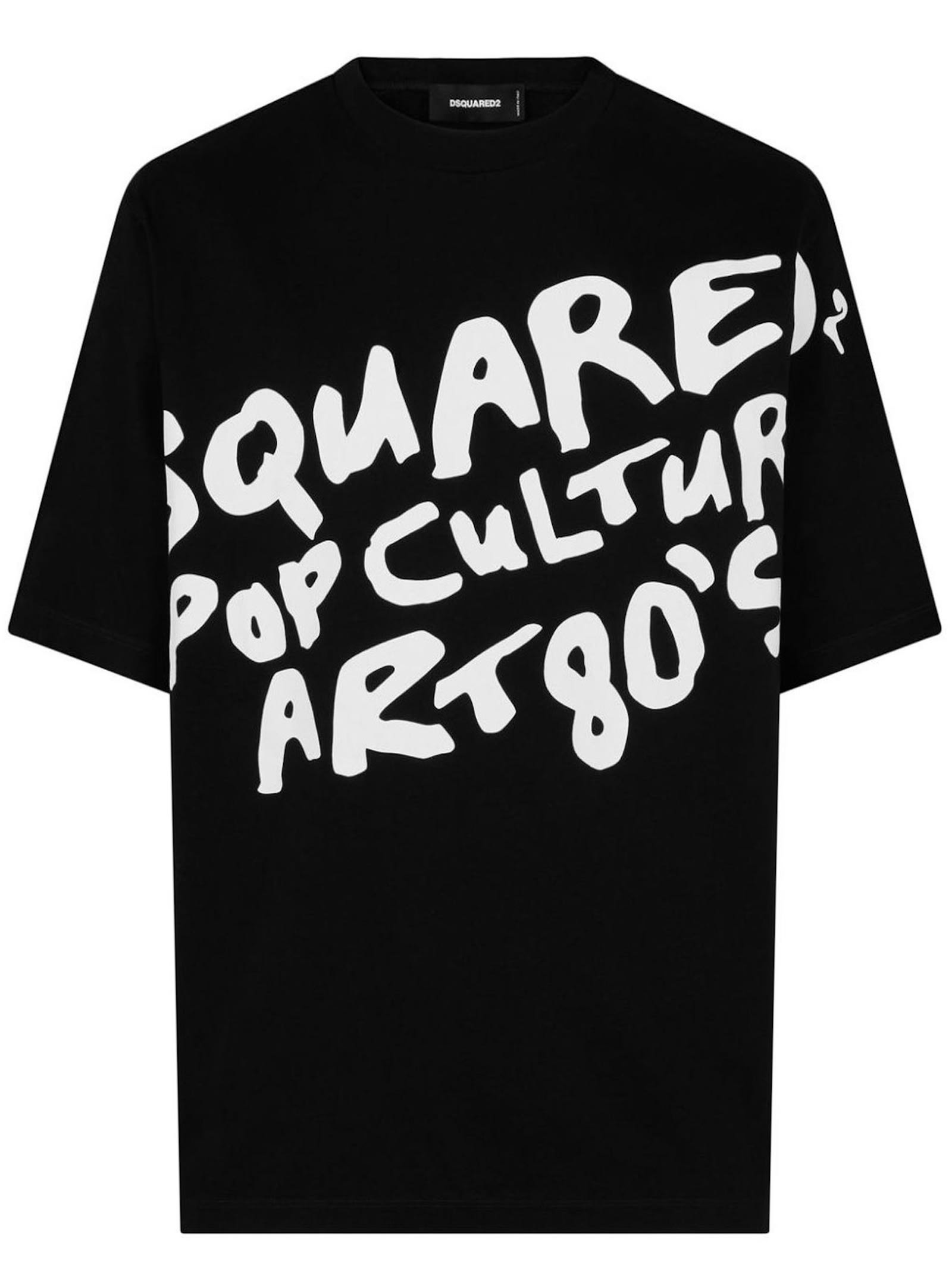 Dsquared2 Slogan-print Cotton T-shirt In Black
