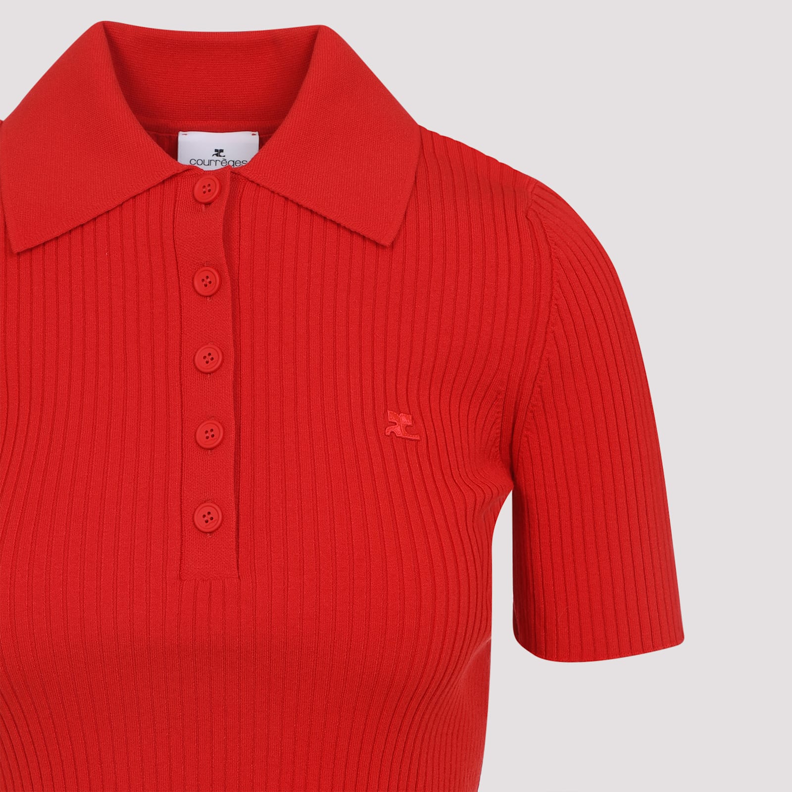 Courrèges Red Viscosa Blend Polo Shirt In Red