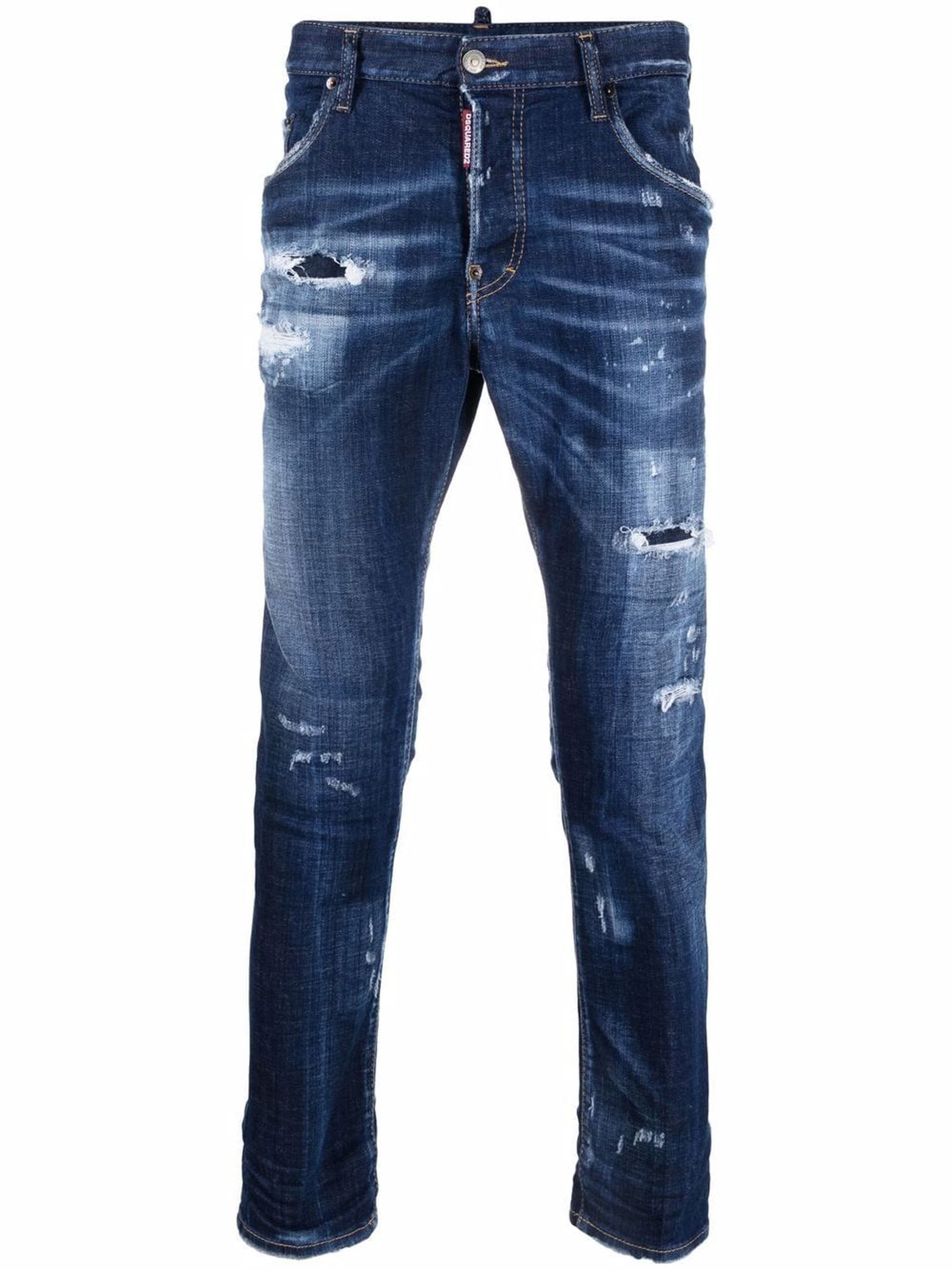 Dsquared2 Blue Cotton-blend Denim Jeans
