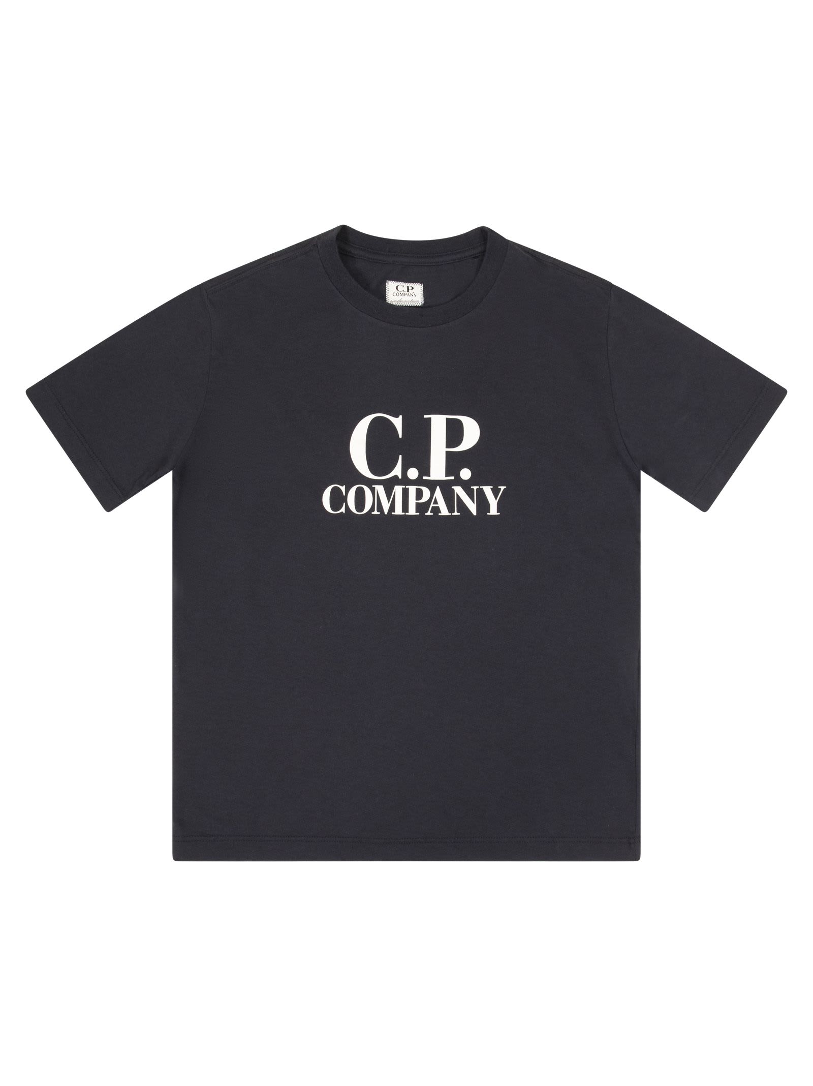 Shop C.p. Company T-shirt With Goggle Print On The Back In Blue