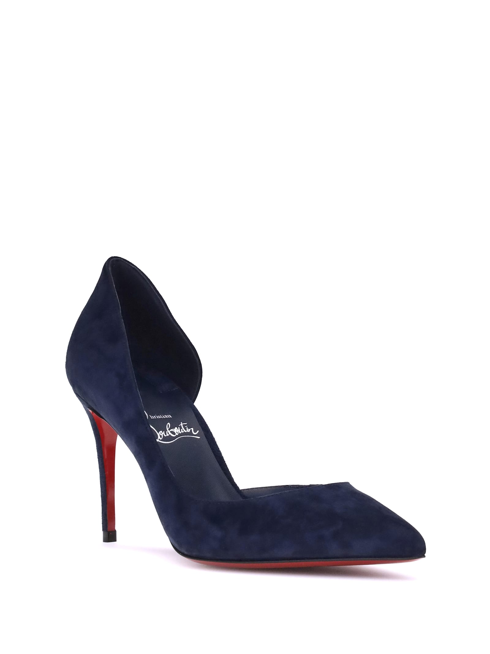 Christian Louboutin Pointed Toe Suede Finish Pumps In Blue