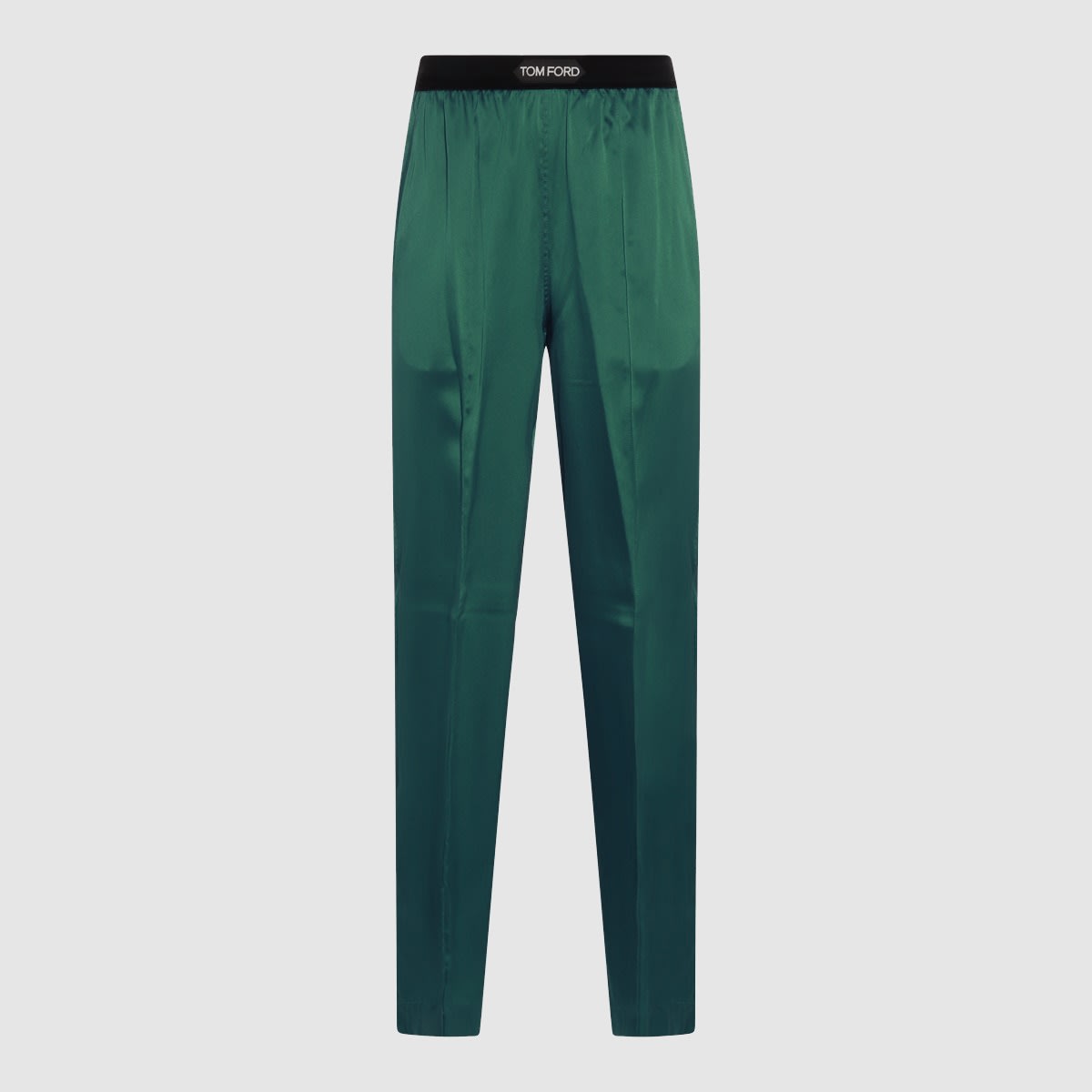 Shop Tom Ford Green Silk Pants In Dark Emerald