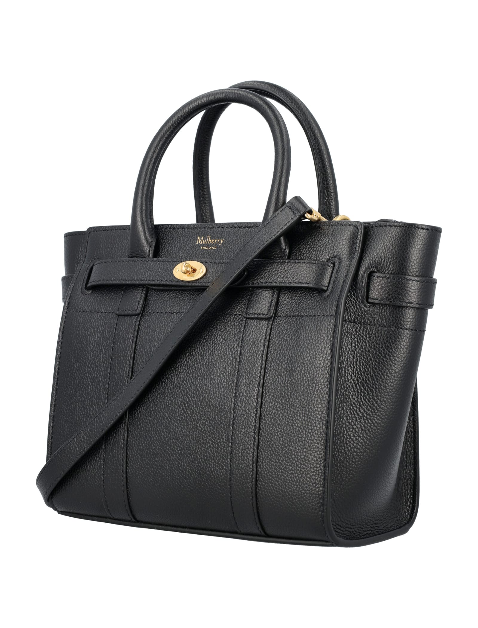 Shop Mulberry Mini Zipped Bayswater Bag In Black