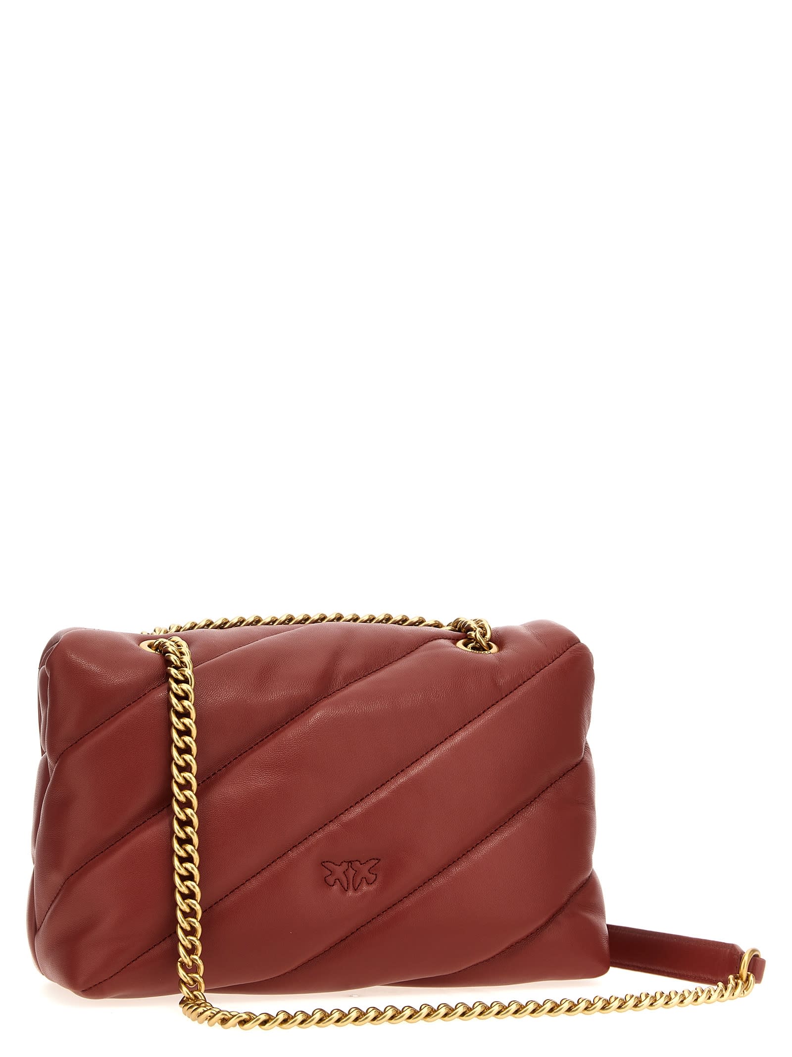 Shop Pinko Classic Love Bag Puff Maxi Quilt Crossbody Bag In Red