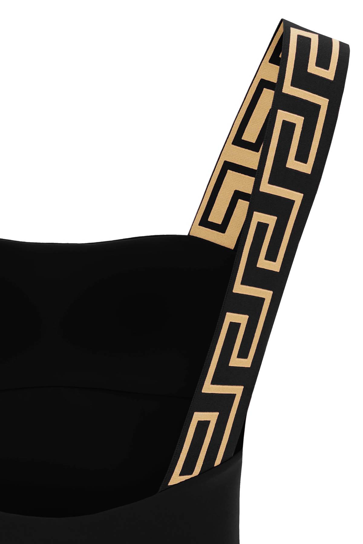 Versace Black One-piece Swimsuit With Greca Detail In Stretch Polyamide Woman In Black (black)