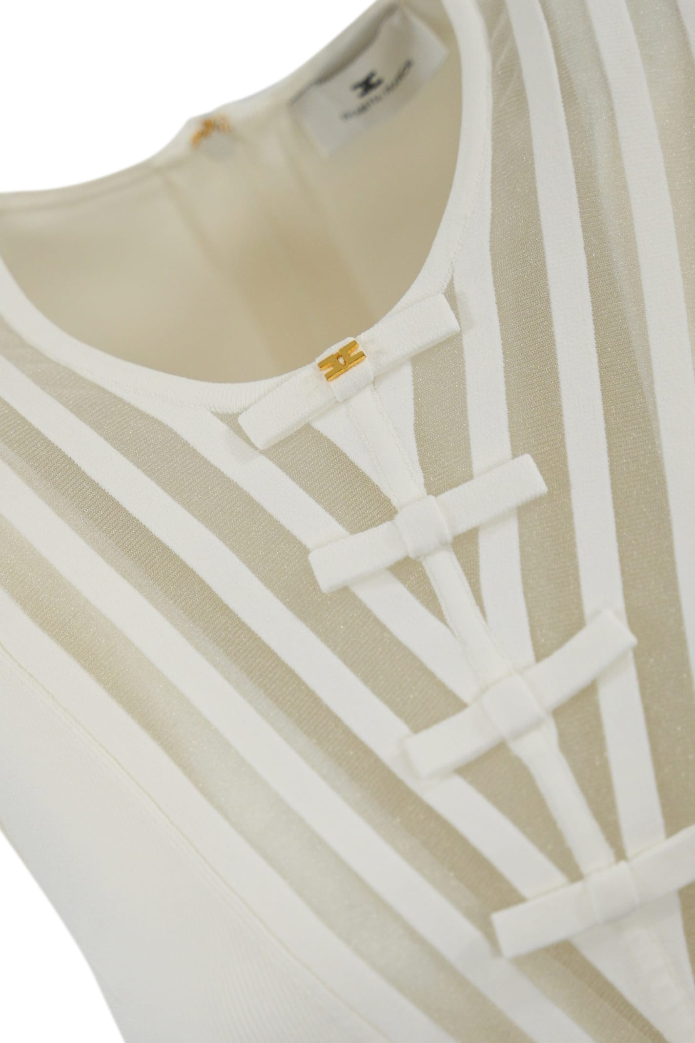 Elisabetta Franchi Viscose Dress With Transparencies And Bows In Avorio