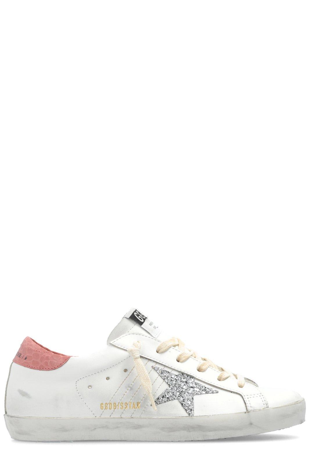 Shop Golden Goose Star Glittered Low-top Sneakers In Bianco