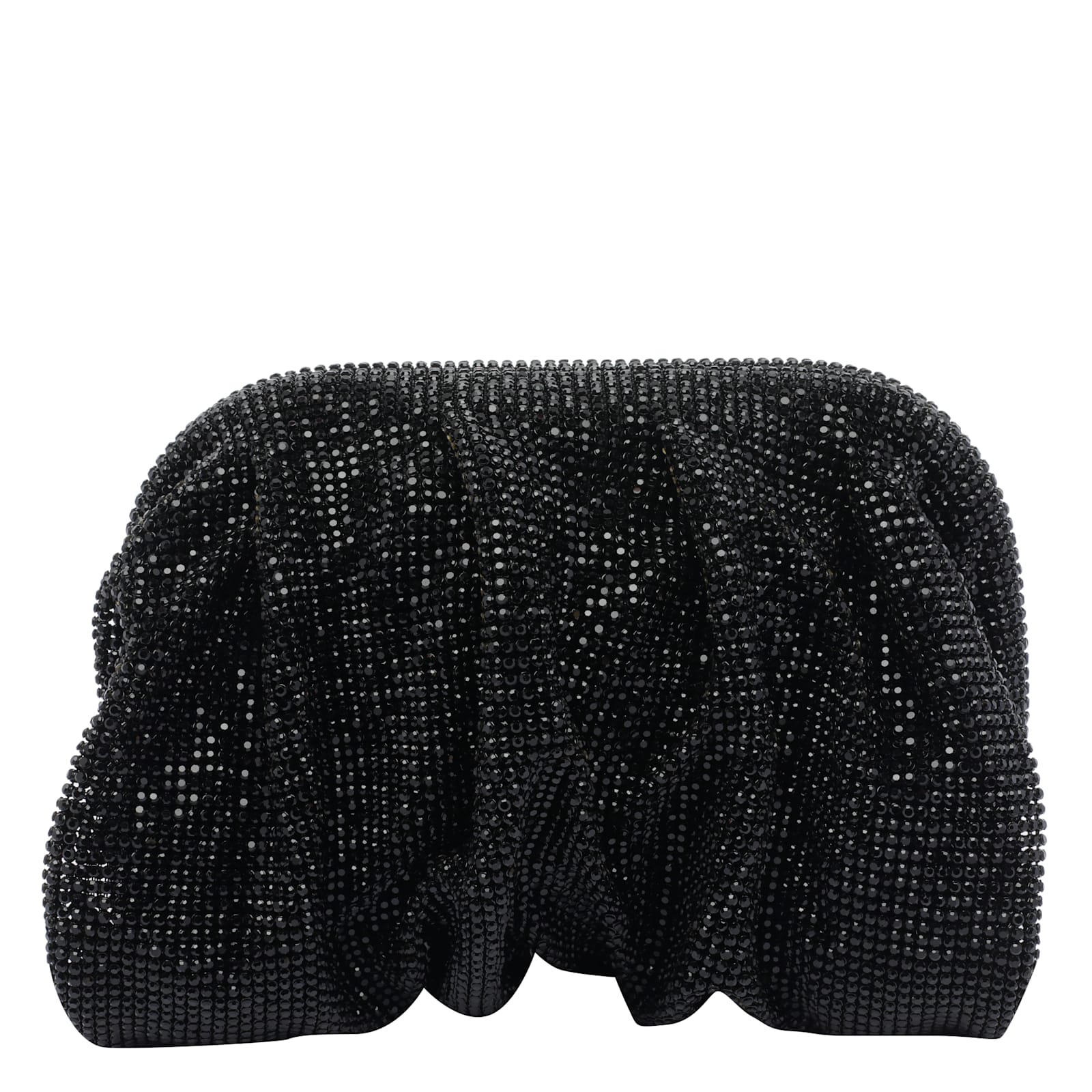 Benedetta Bruzziches Rhinestone And Satin Venus La Petite James Bond Pochette In Black