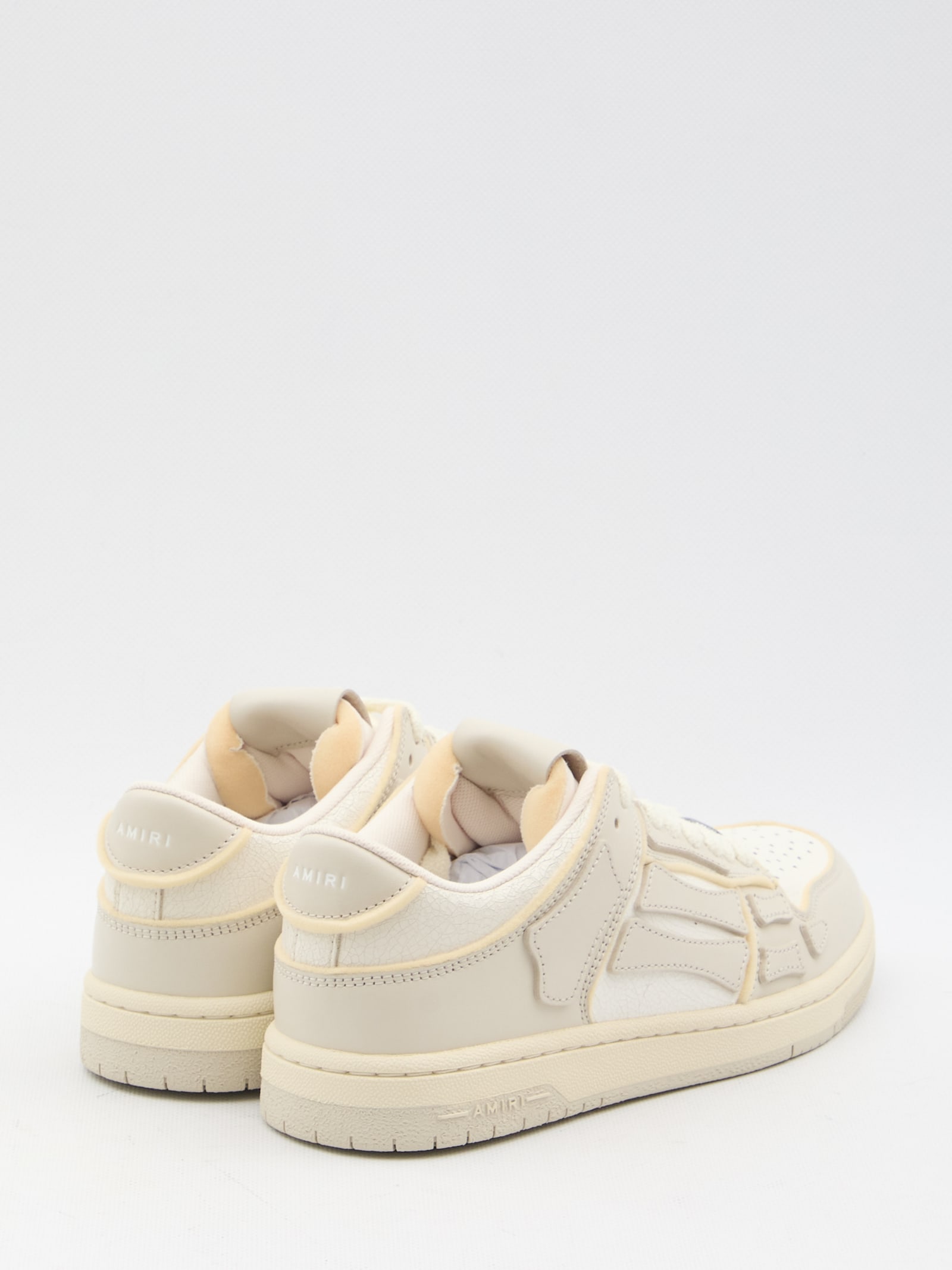 Shop Amiri Collegiate Skel-top Low Sneakers In Beige