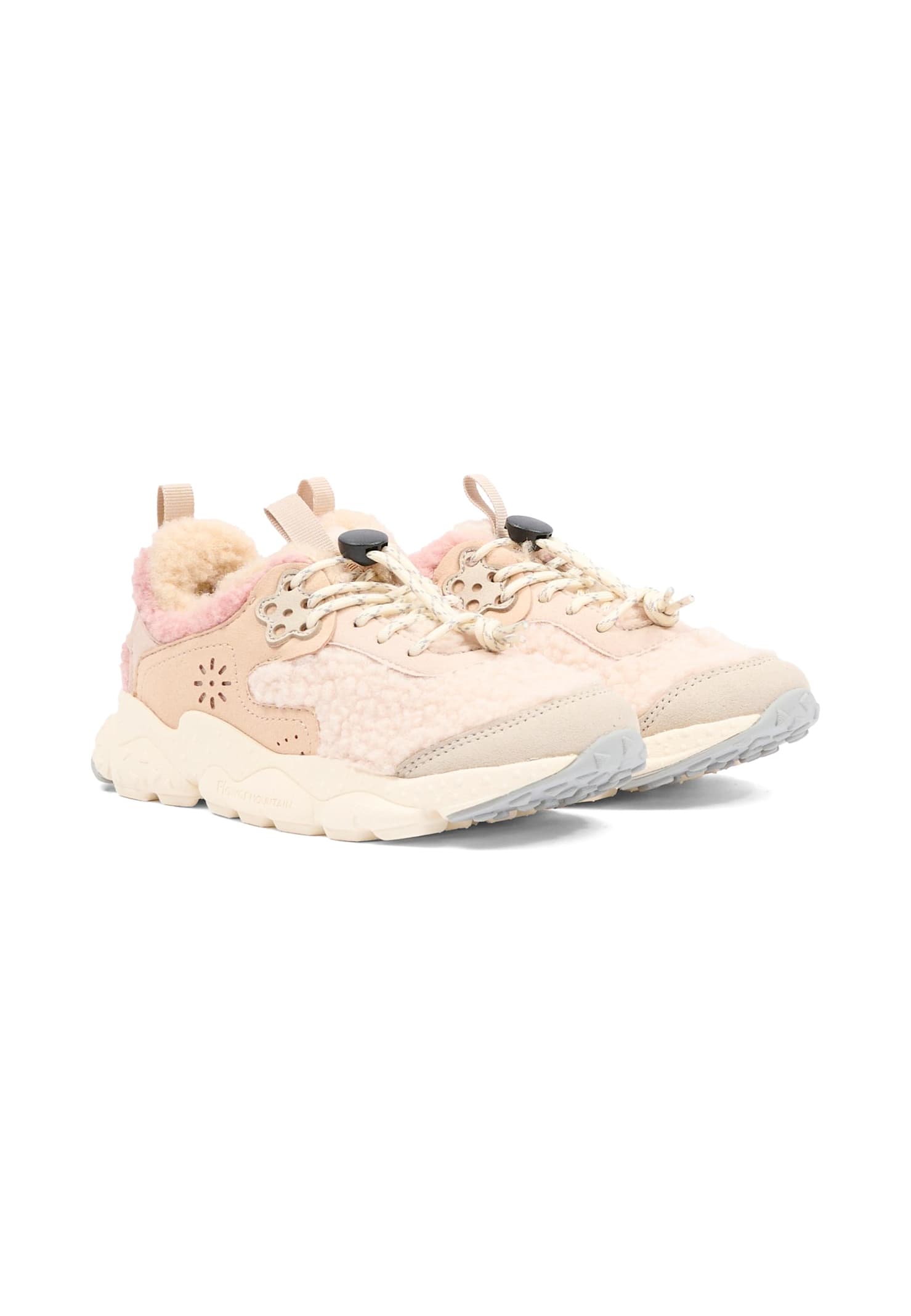 Flower Mountain Beige Sneakers For Girl In Multi