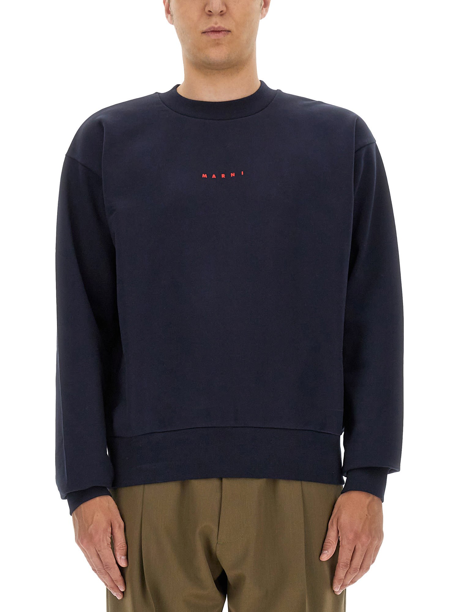 Marni Logo Sweatshirt In Blue