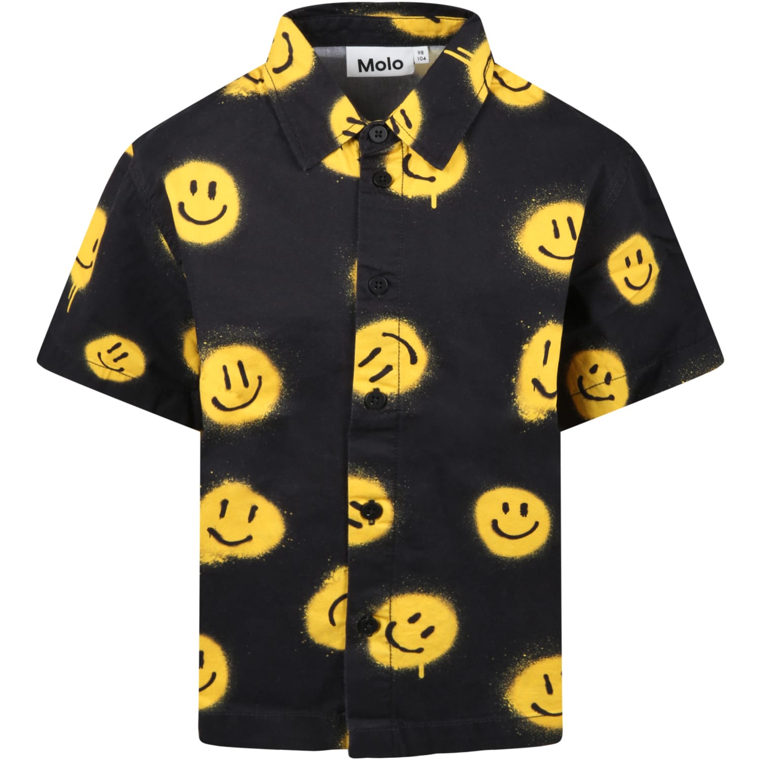 Molo Black Shirt For Boy With Smileys