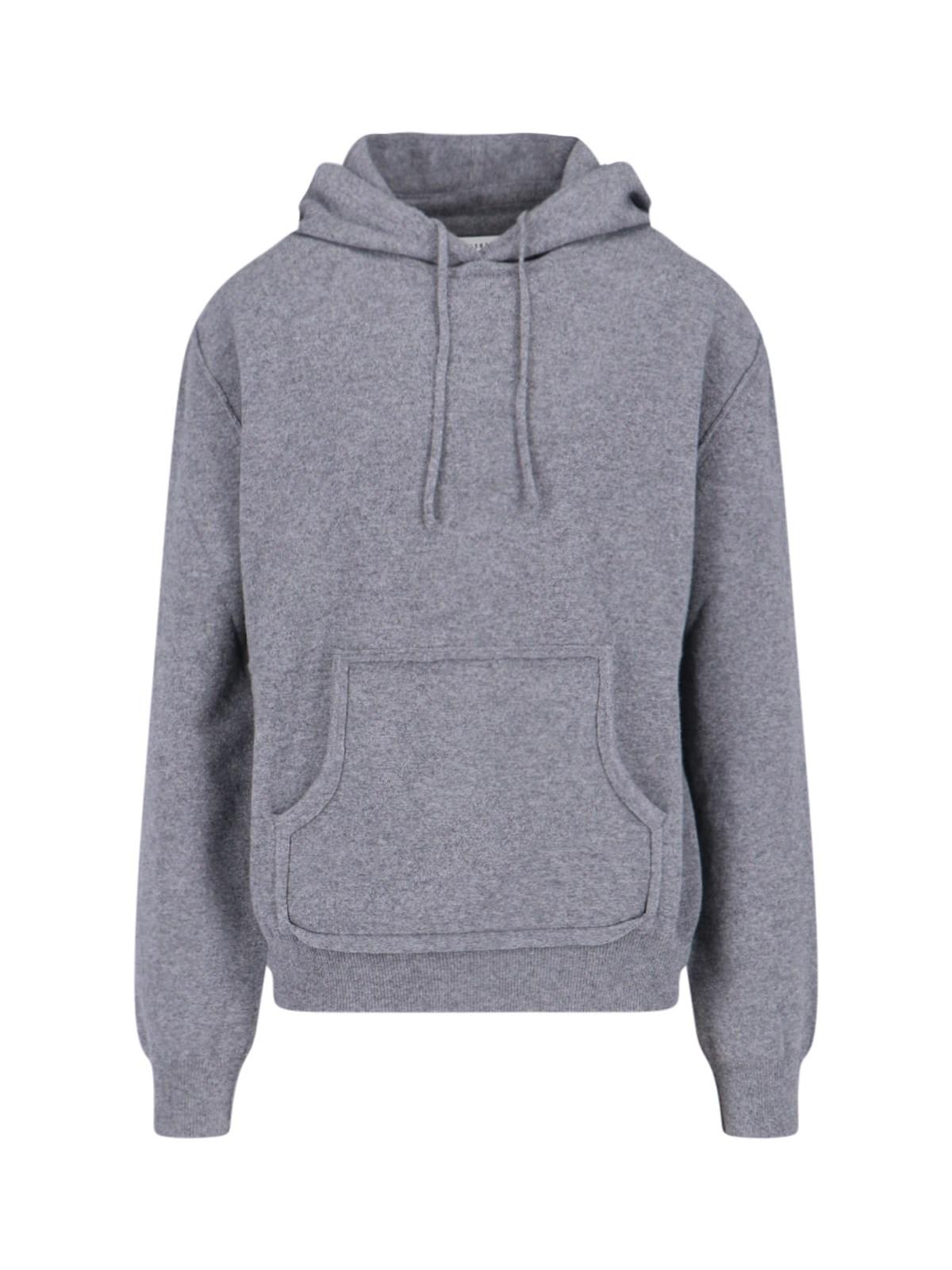 Shop Maison Margiela Knitted Hoodie In Medium Grey