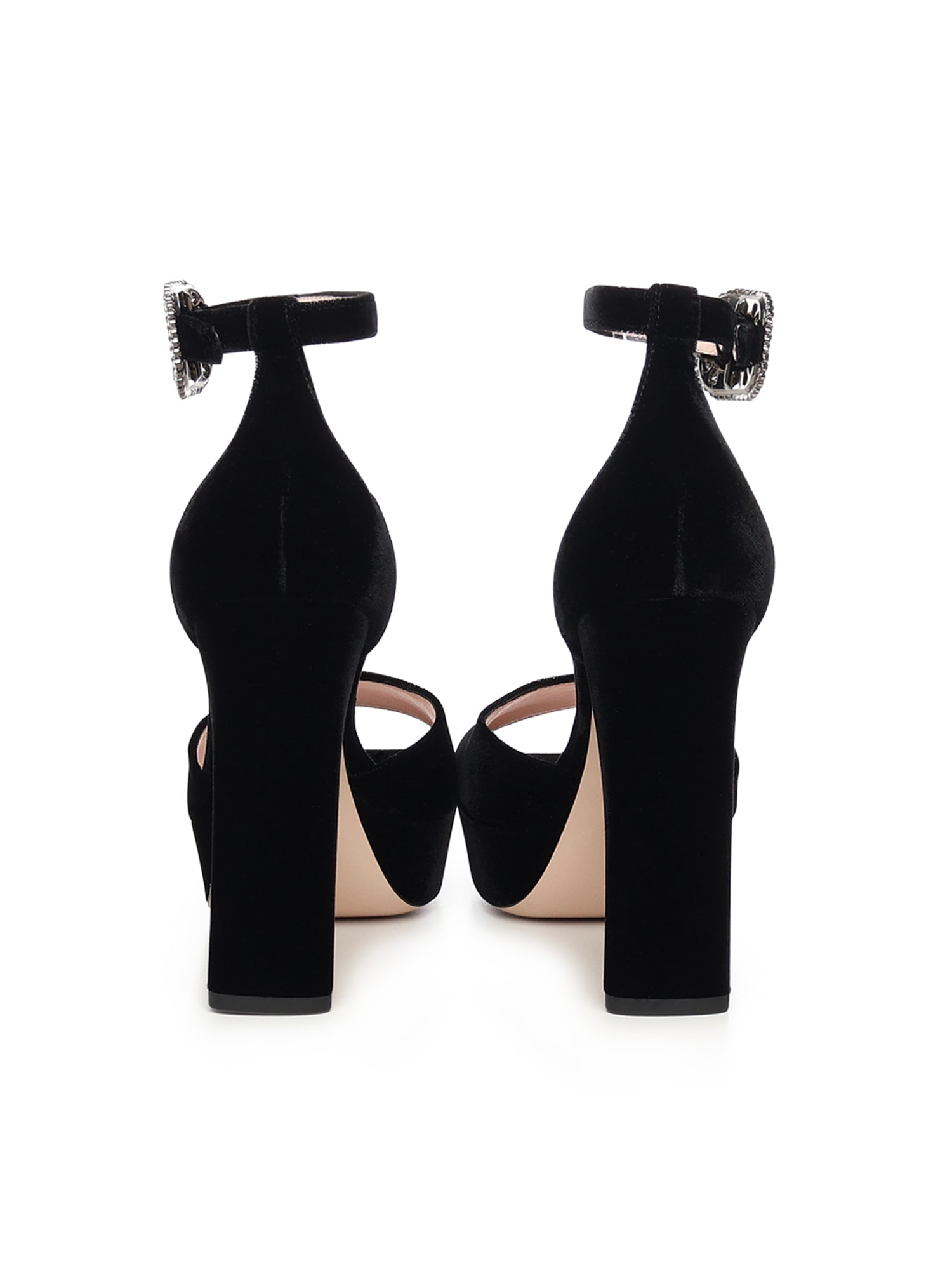 Roger Vivier Platform Sandals In Velvet In Black