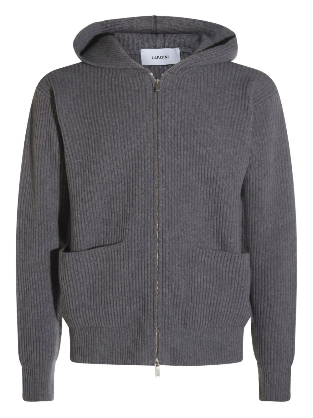 Lardini Hooded Sweater Featuring Front Pockets In Gray