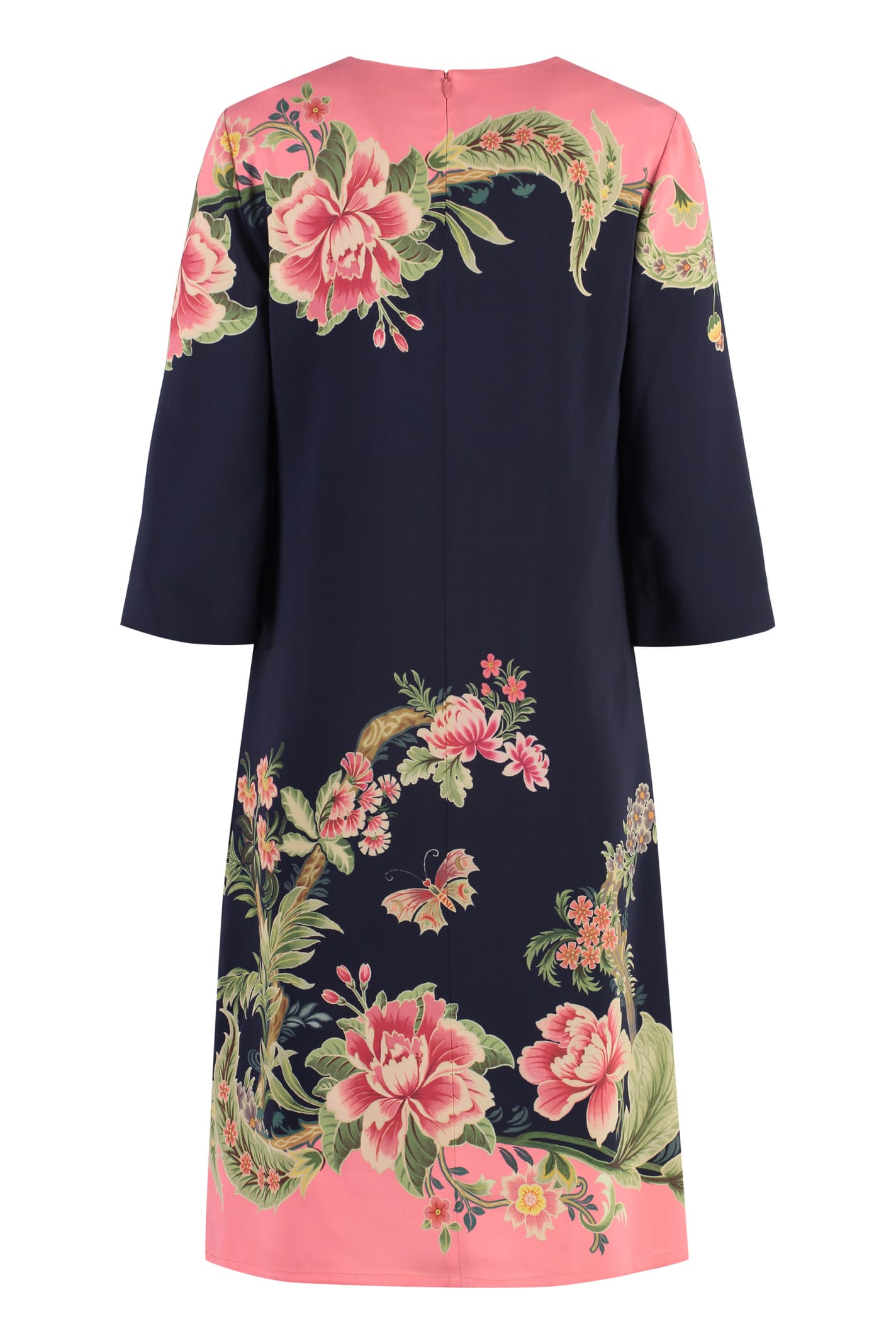 Shop Etro Print Cady Dress In Blue