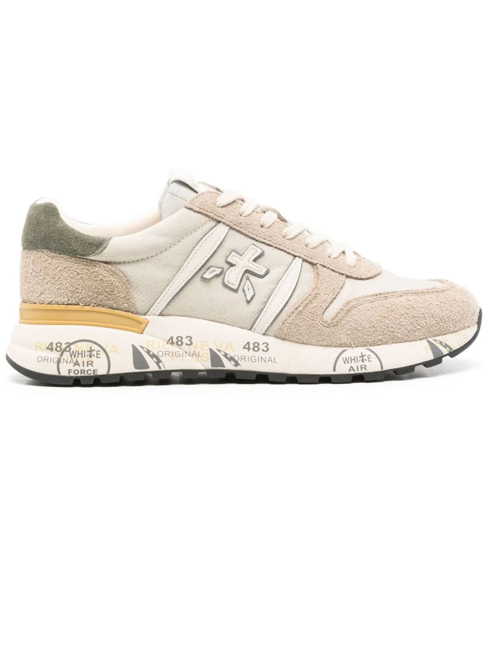 Shop Premiata Beige Lander Sneakers