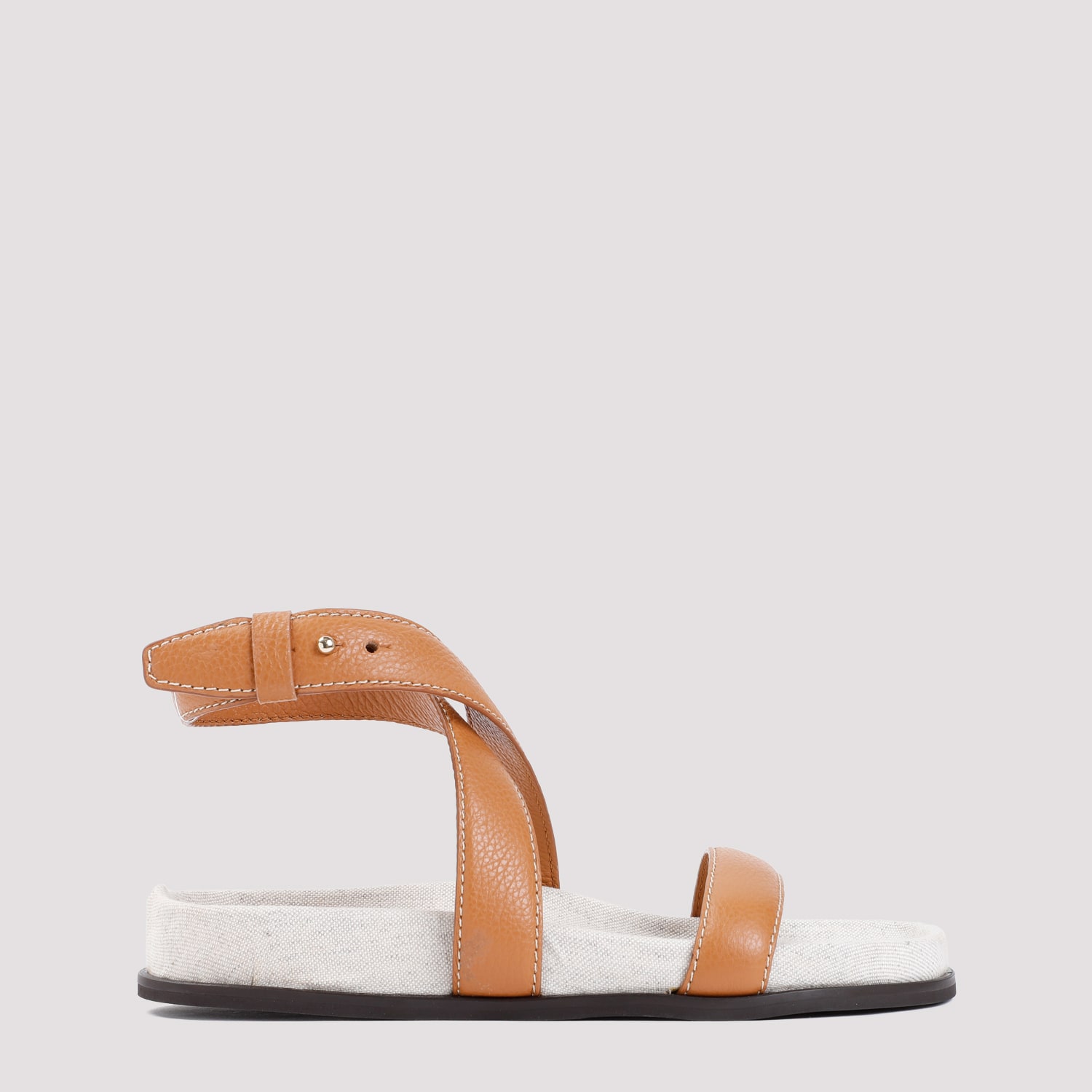 Shop Totême Leather Chunky Sandal In Tan