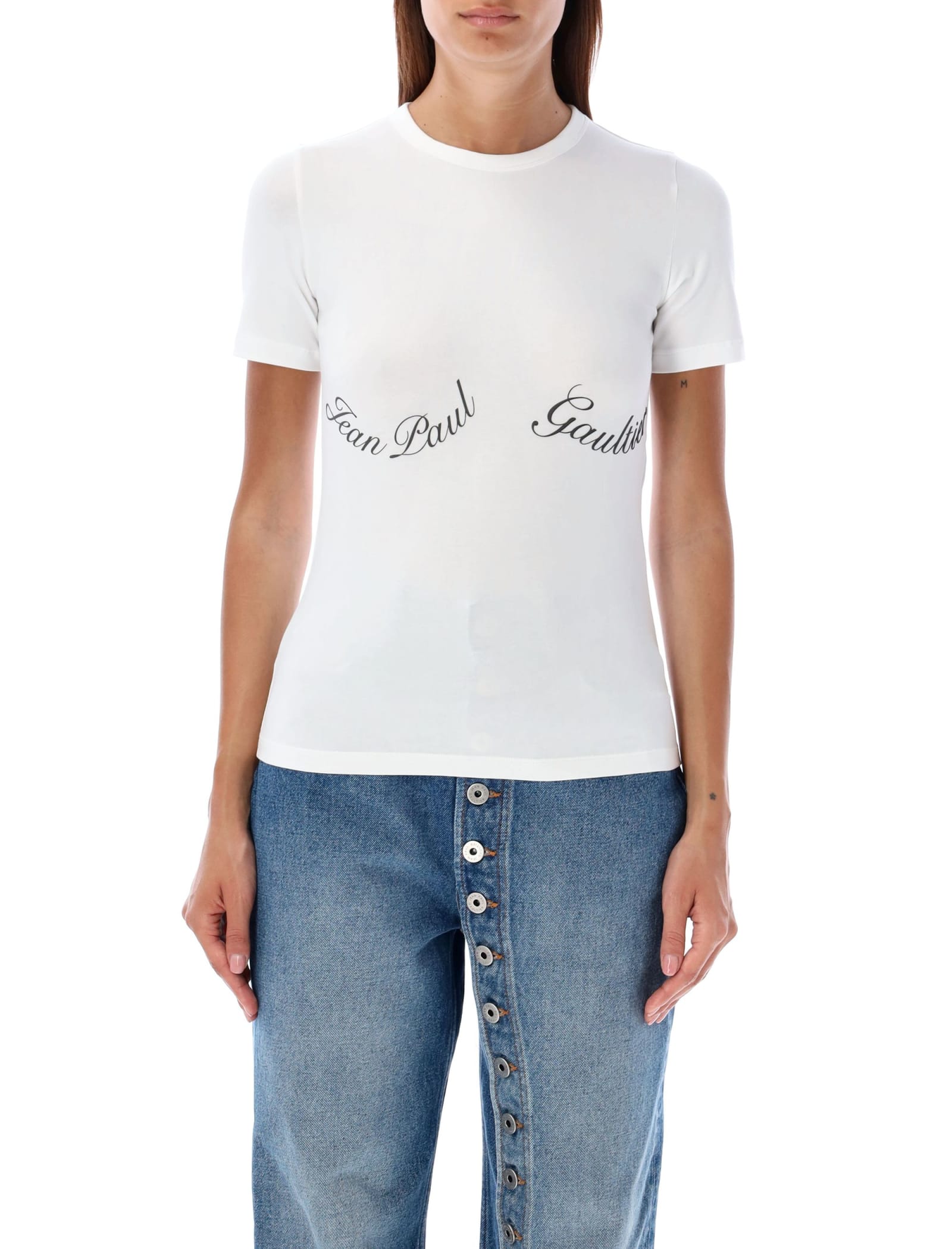 Shop Jean Paul Gaultier Jpg Signature T-shirt In White Black