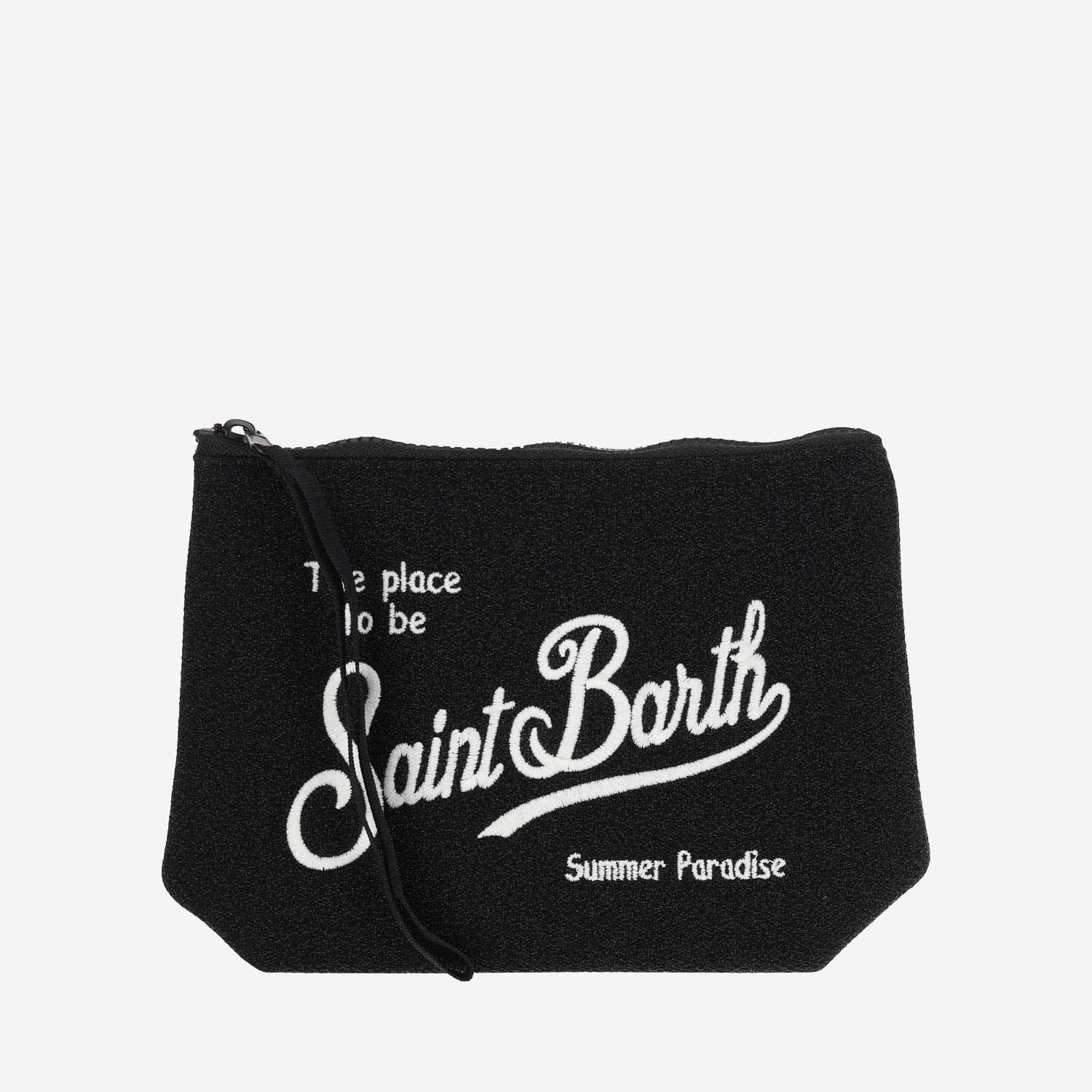 Shop Mc2 Saint Barth Scuba Clutch Bag With Logo In Black